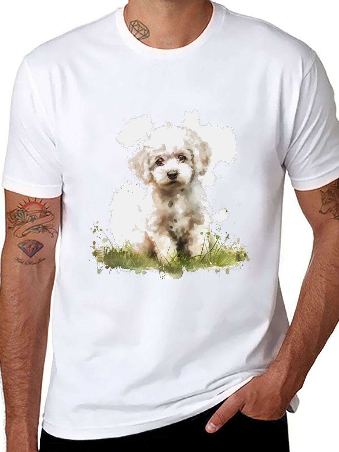 Cute Dog Art Black T-Shirt - Soft Cotton Blend