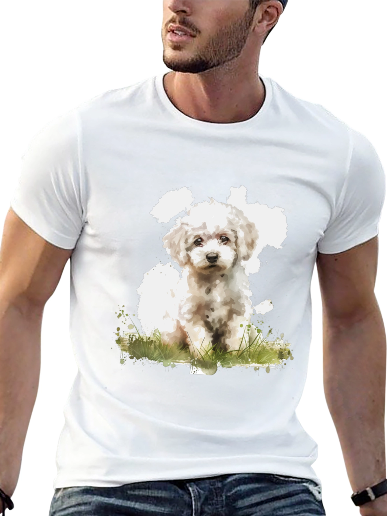 Cute Dog Art Black T-Shirt - Soft Cotton Blend