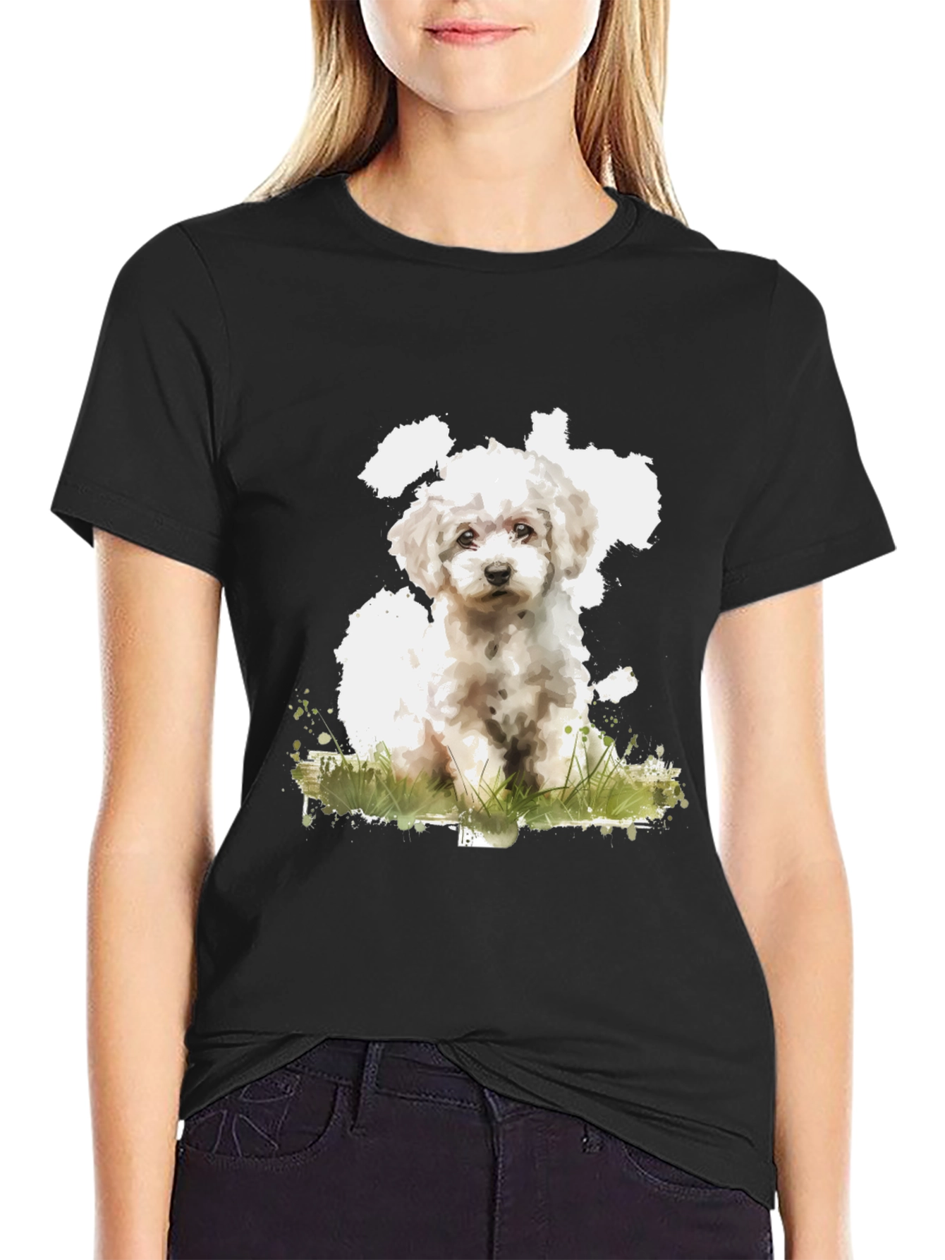 Cute Dog Art Black T-Shirt - Soft Cotton Blend