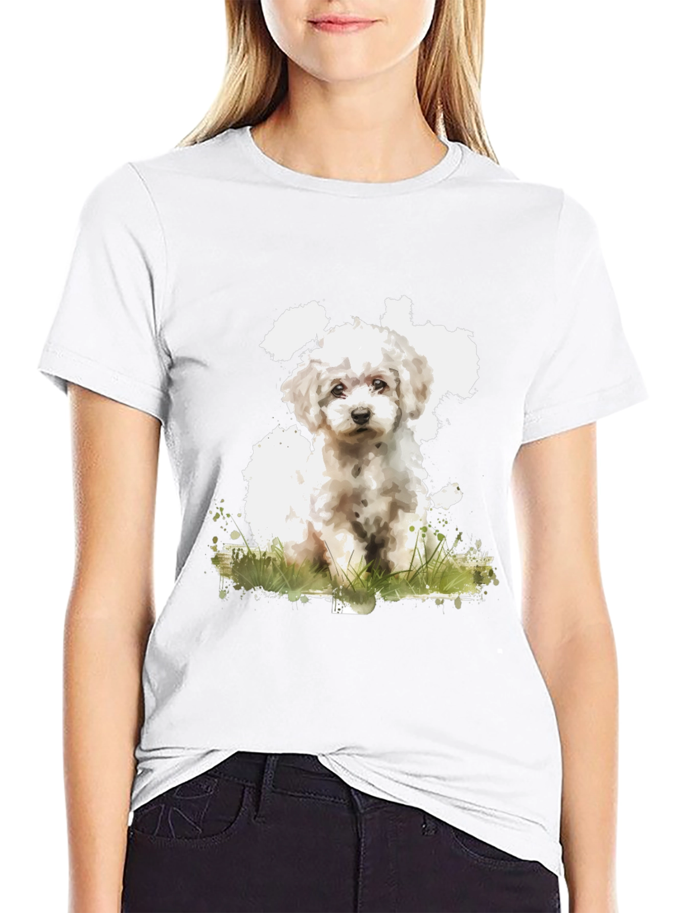 Cute Dog Art Black T-Shirt - Soft Cotton Blend