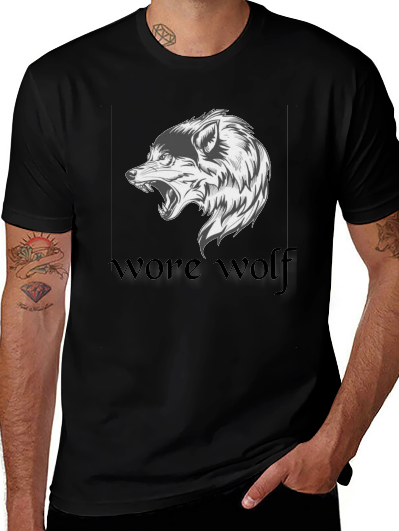 Werewolf Graphic Tee - Black Cotton T-Shirt