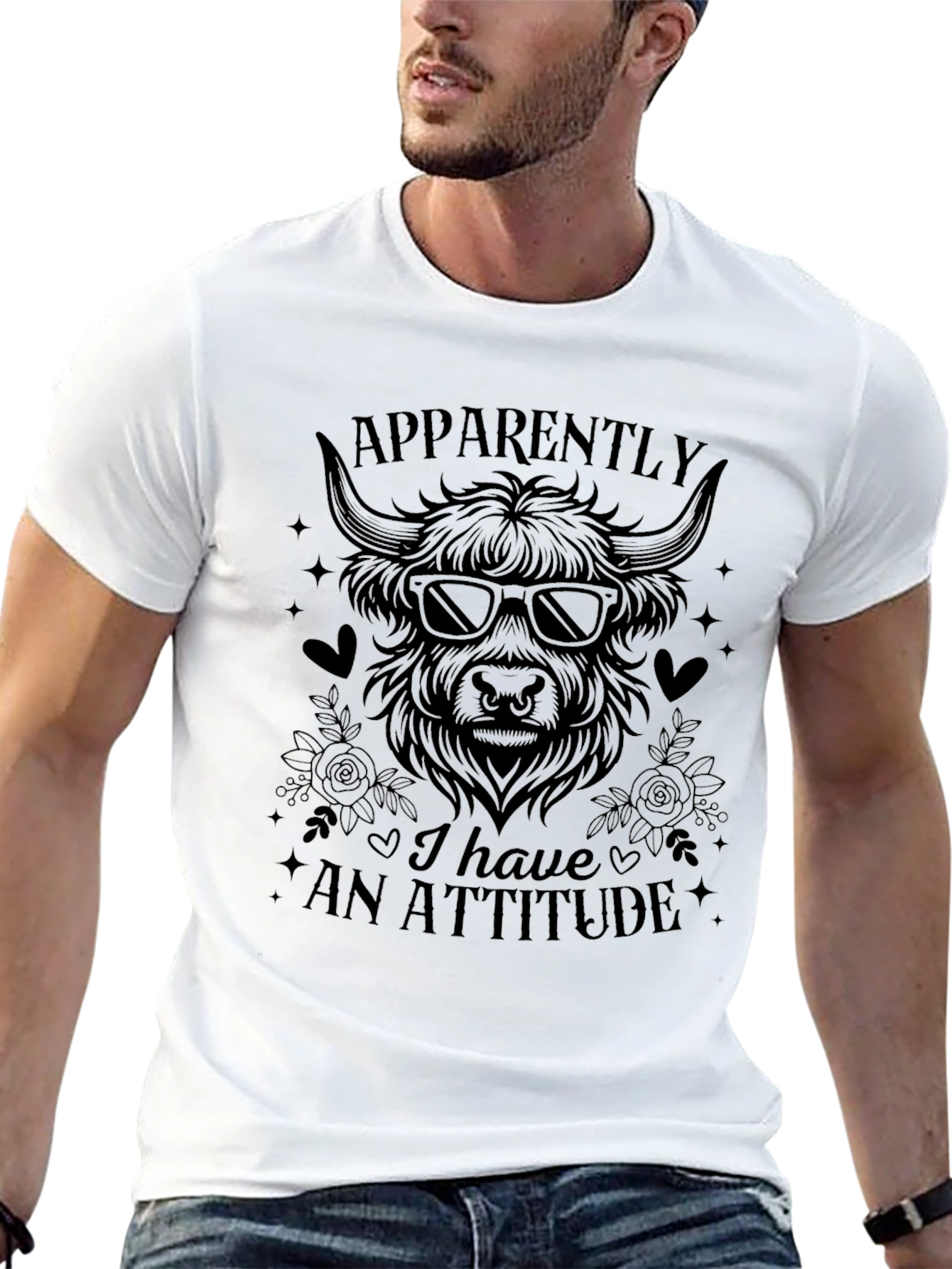 Attitude Highland Cow Graphic Tee