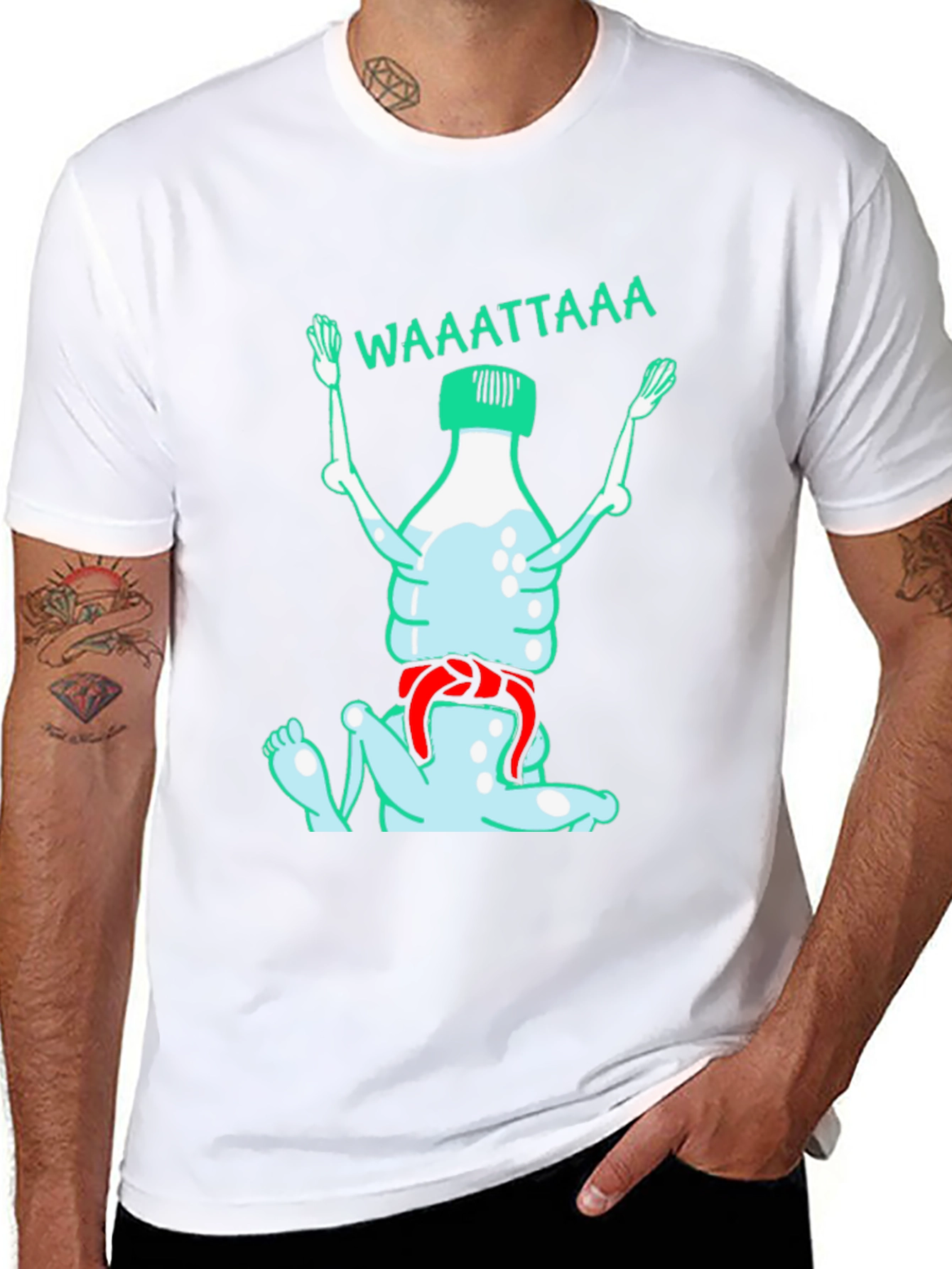 Funny Water Bottle Cartoon Graphic T-Shirt