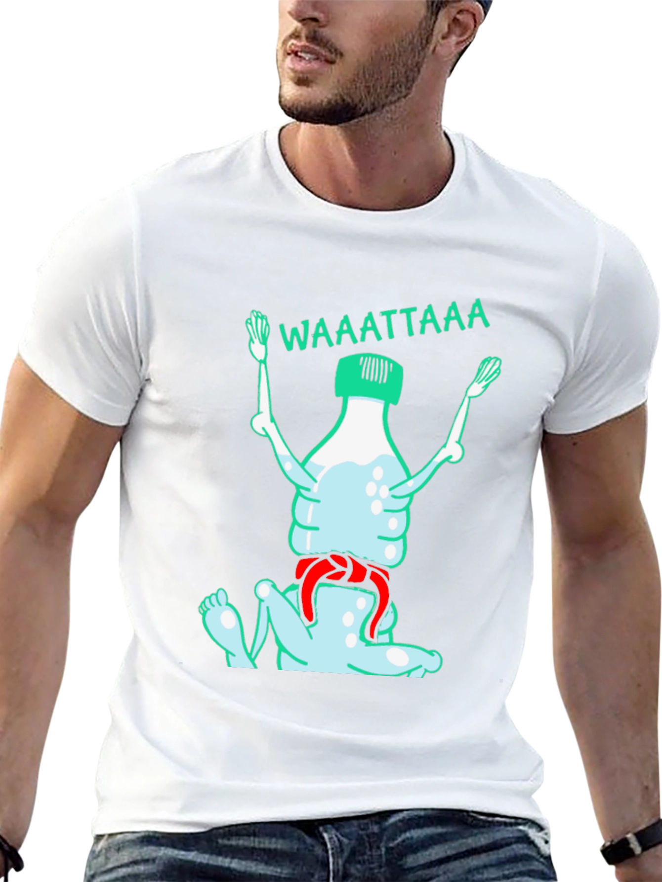 Funny Water Bottle Cartoon Graphic T-Shirt