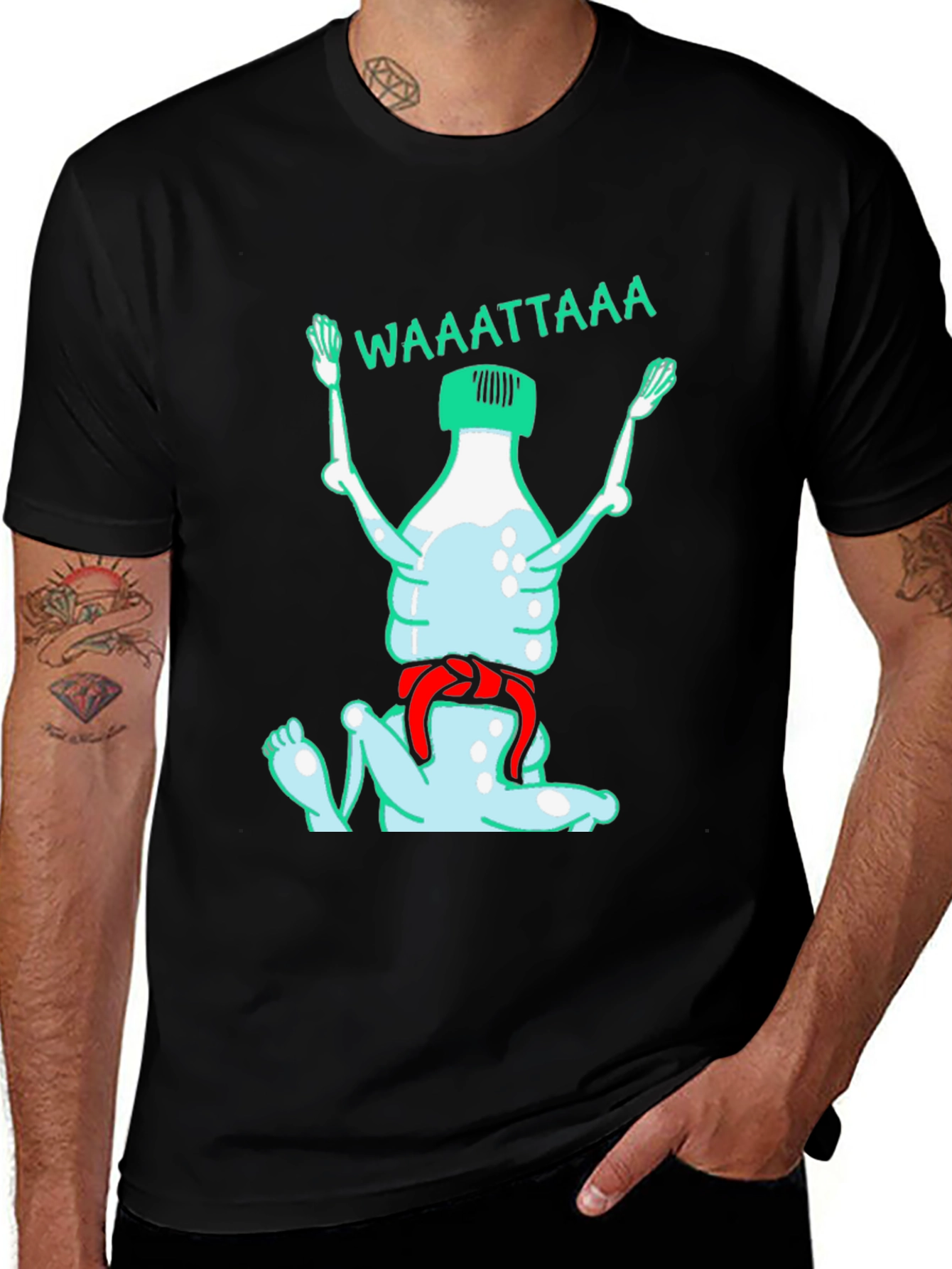 Funny Water Bottle Cartoon Graphic T-Shirt