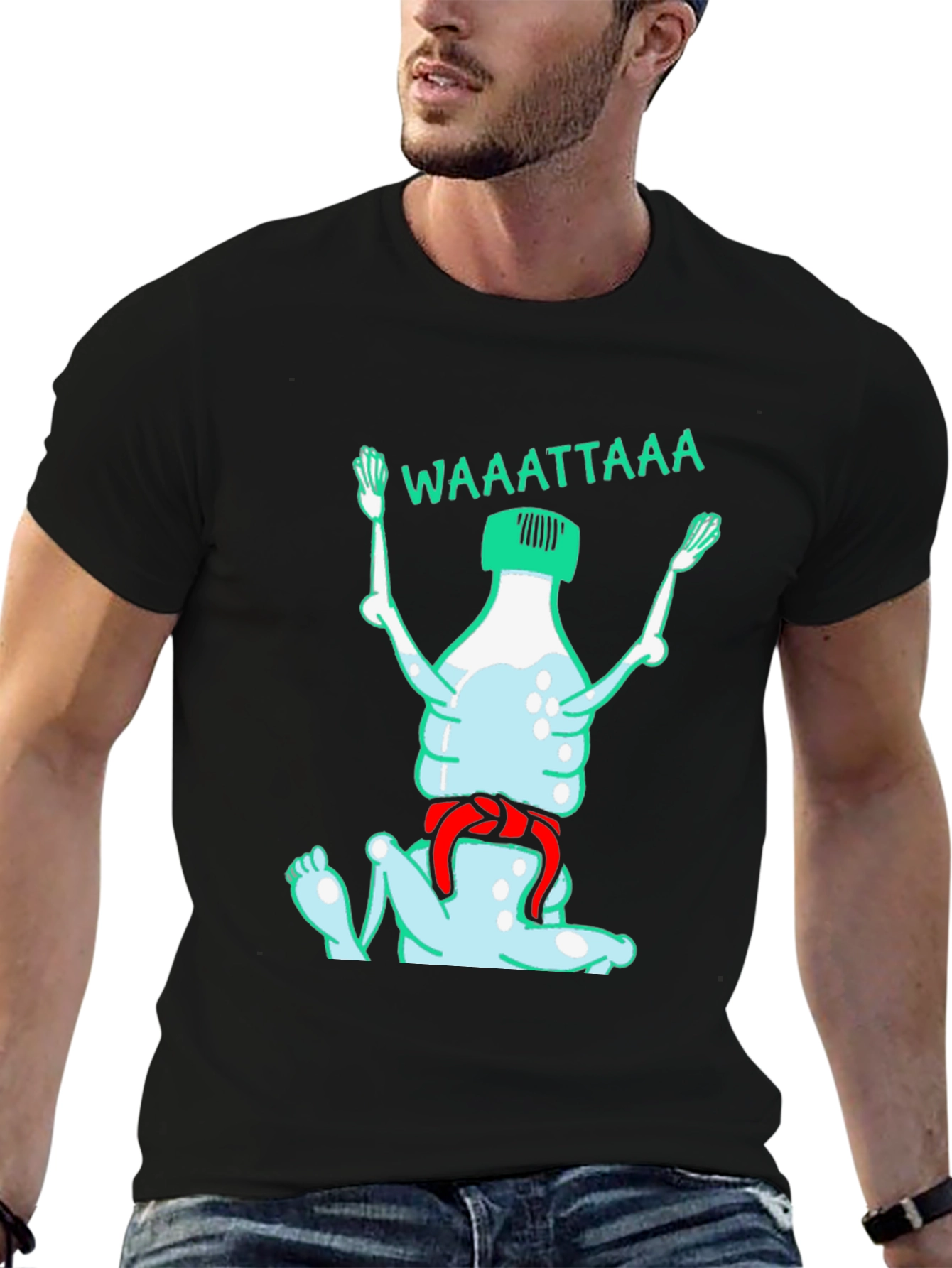 Funny Water Bottle Cartoon Graphic T-Shirt