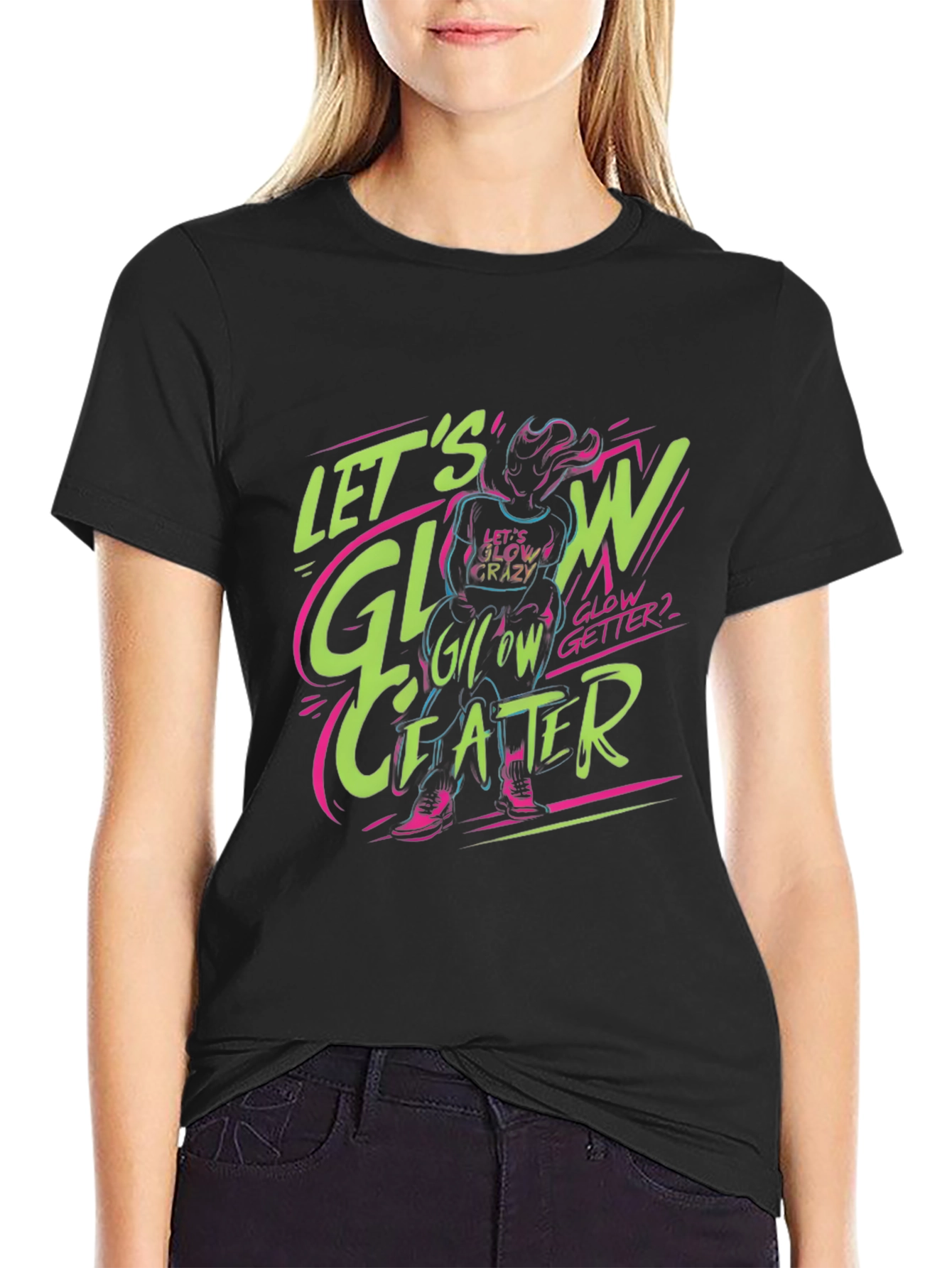 Glow Getter Graphic Tee - Trendy Black T-Shirt