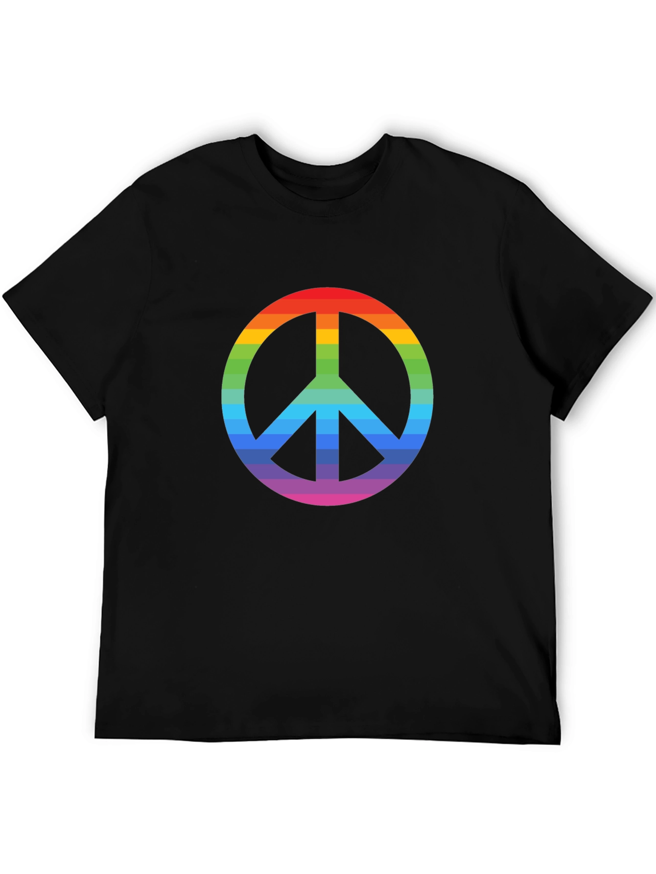 Rainbow Peace Sign Black T-Shirt