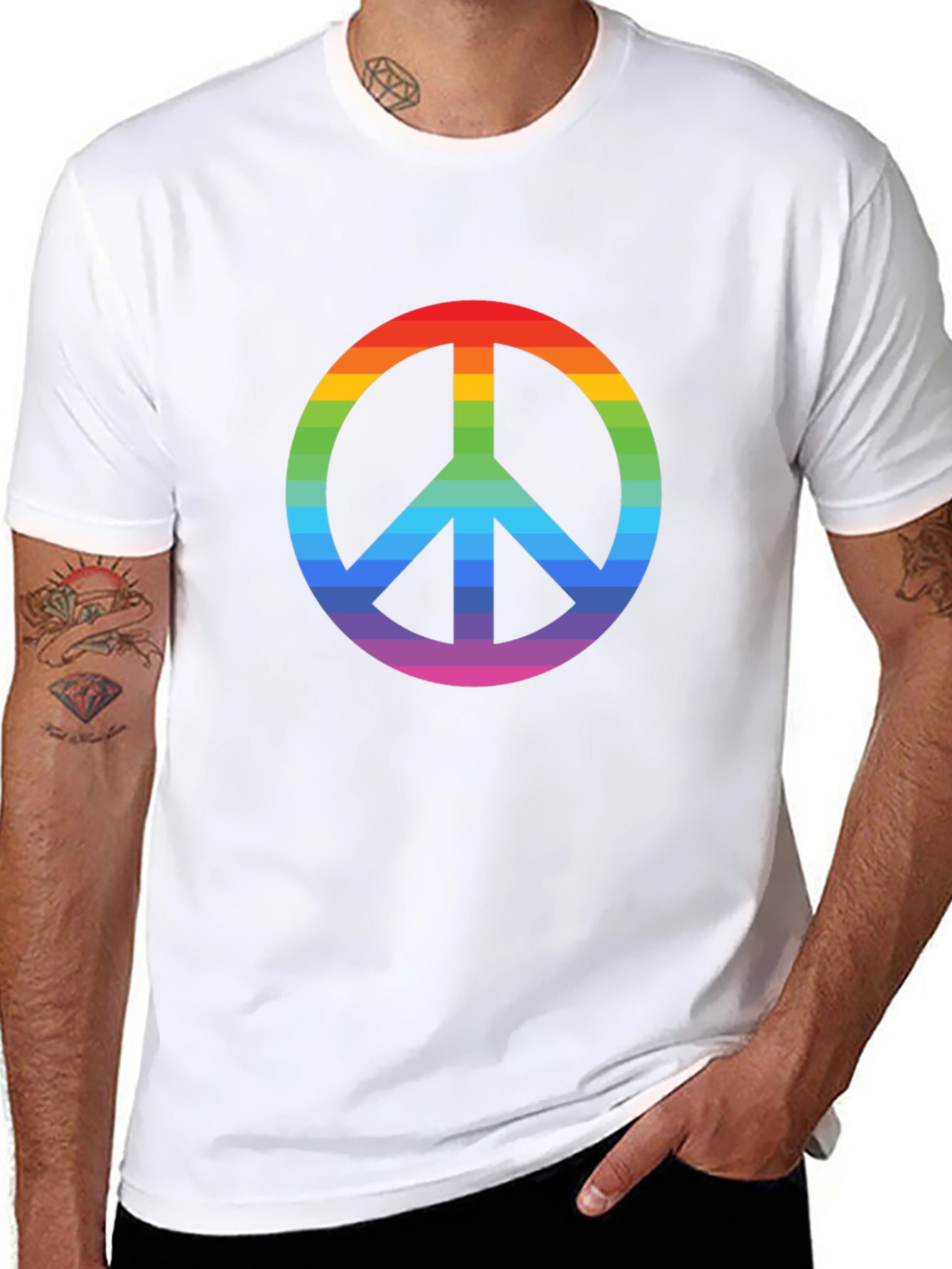 Rainbow Peace Sign Black T-Shirt