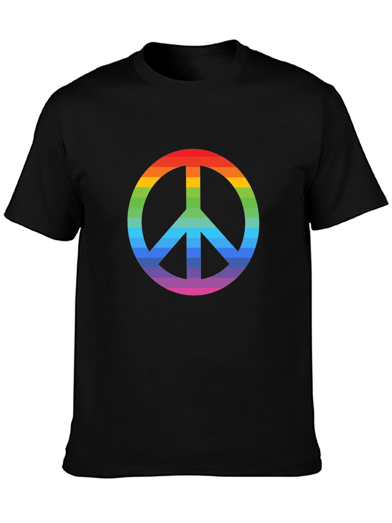 Rainbow Peace Sign Black T-Shirt