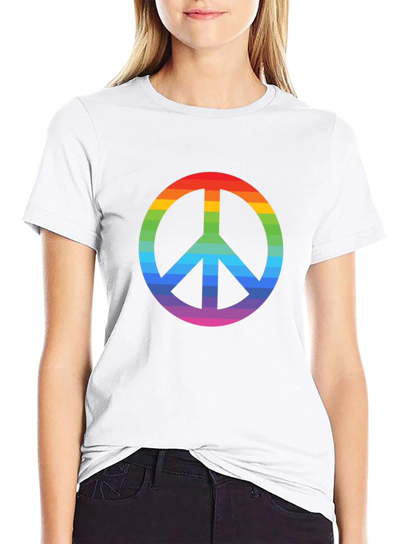 Rainbow Peace Sign Black T-Shirt