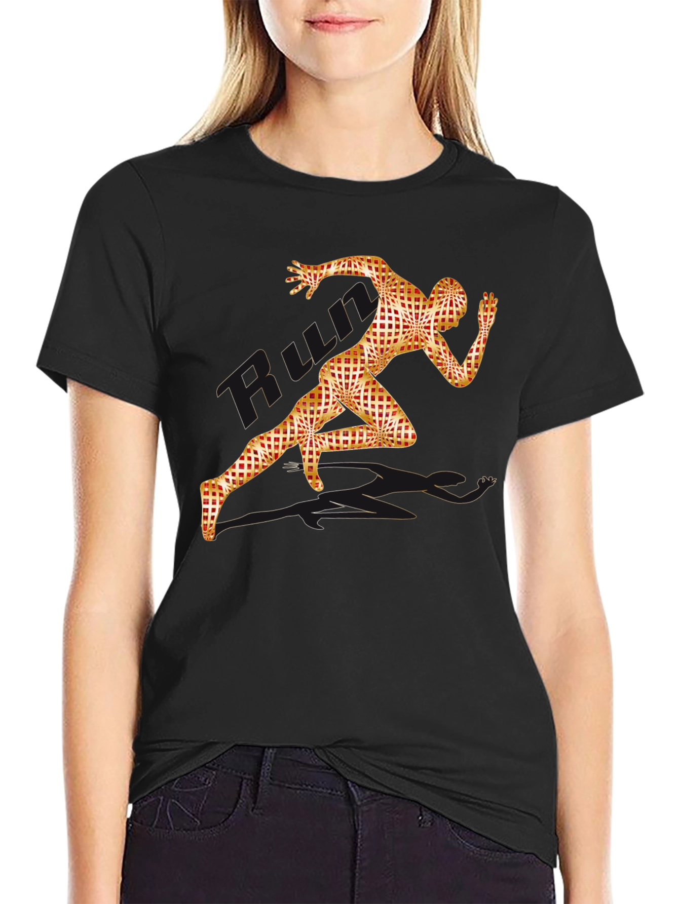 Mens Black Run Graphic Tee