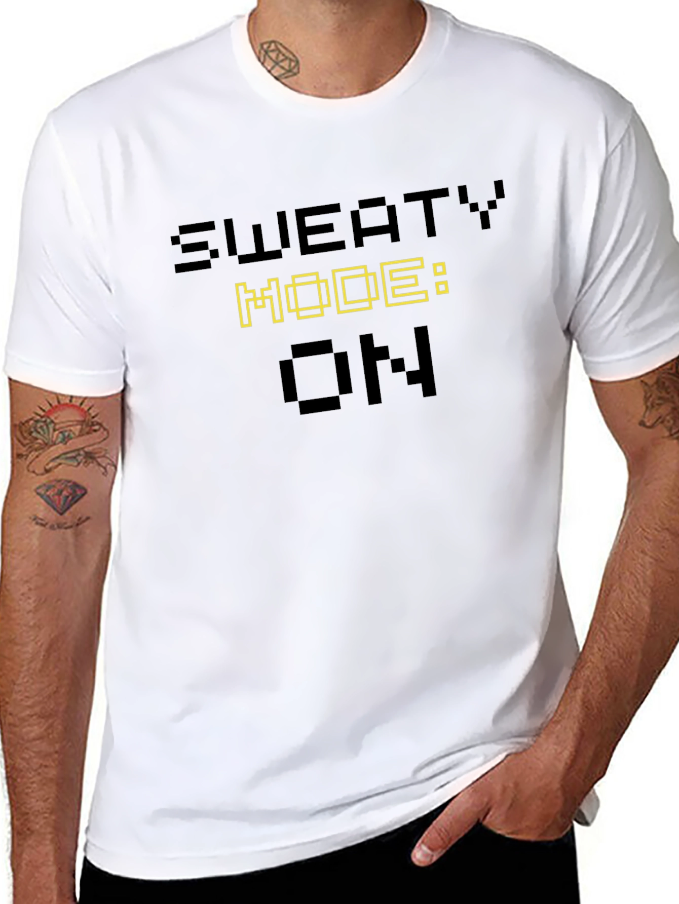 Sweaty Mode ON Black Graphic T-Shirt