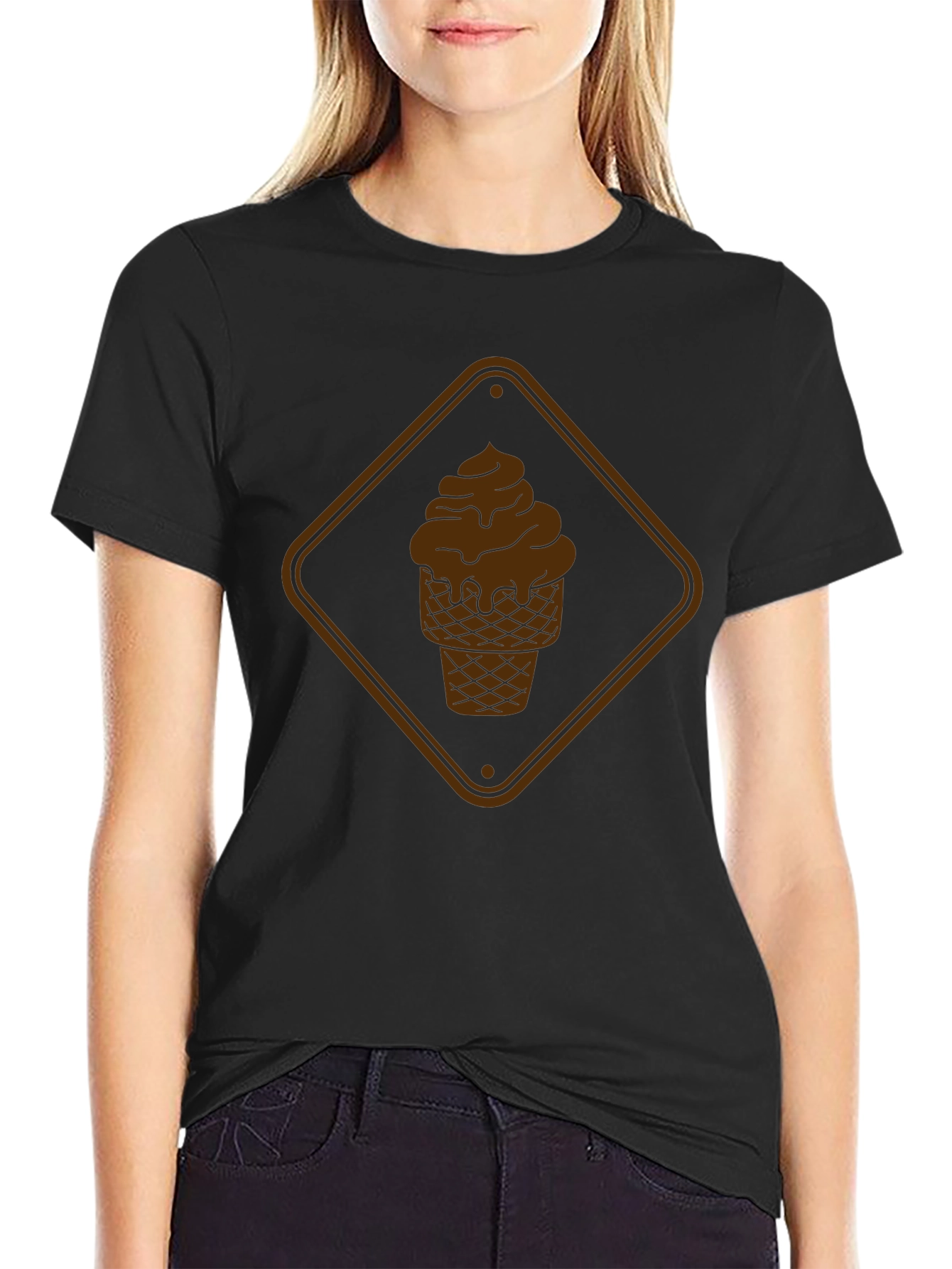 Chocolate Ice Cream Graphic Tee - Black