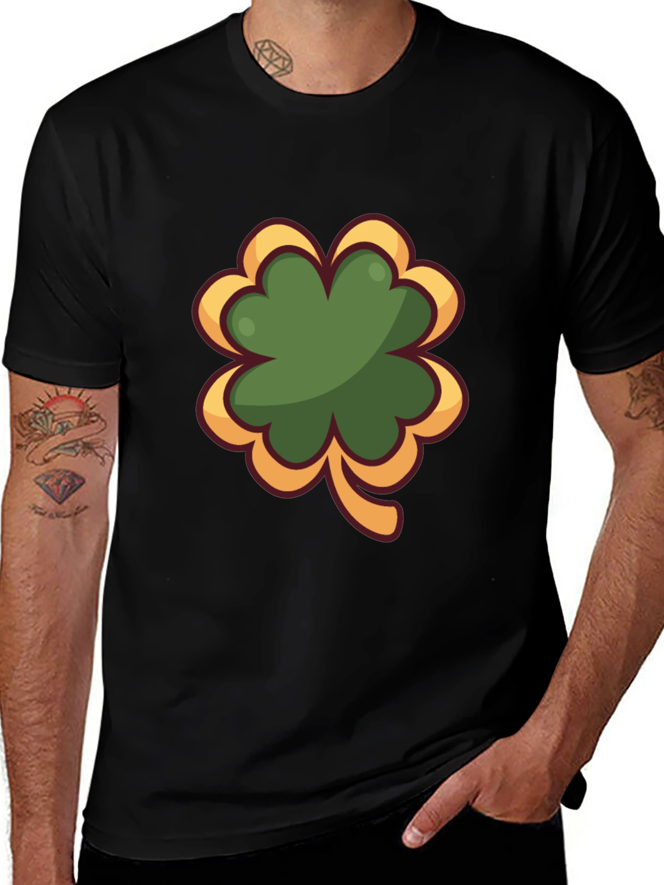 Shamrock Graphic Black T-Shirt - Lucky Charm Tee