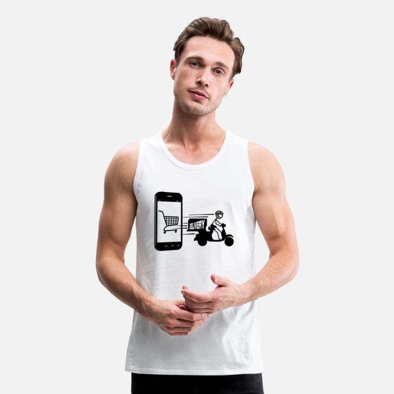 Online shopping and delivery scooter with text