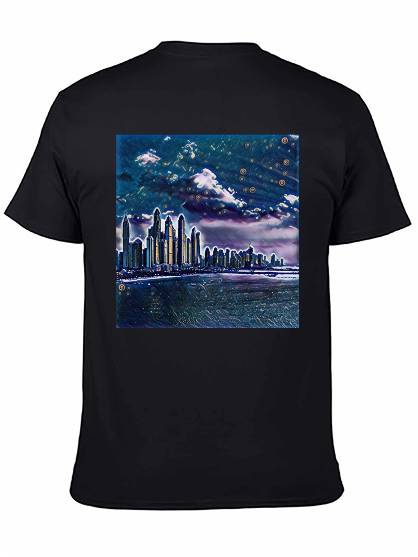 Cityscape Graphic Tee - Artistic Night View T-Shirt