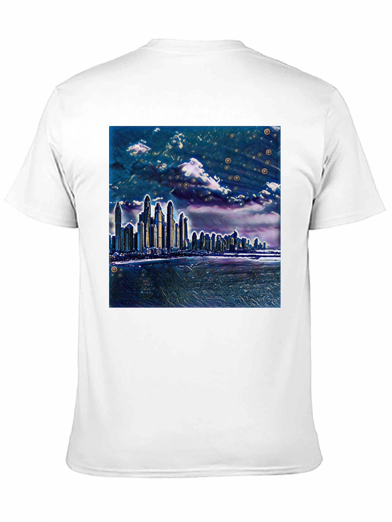 Cityscape Graphic Tee - Artistic Night View T-Shirt