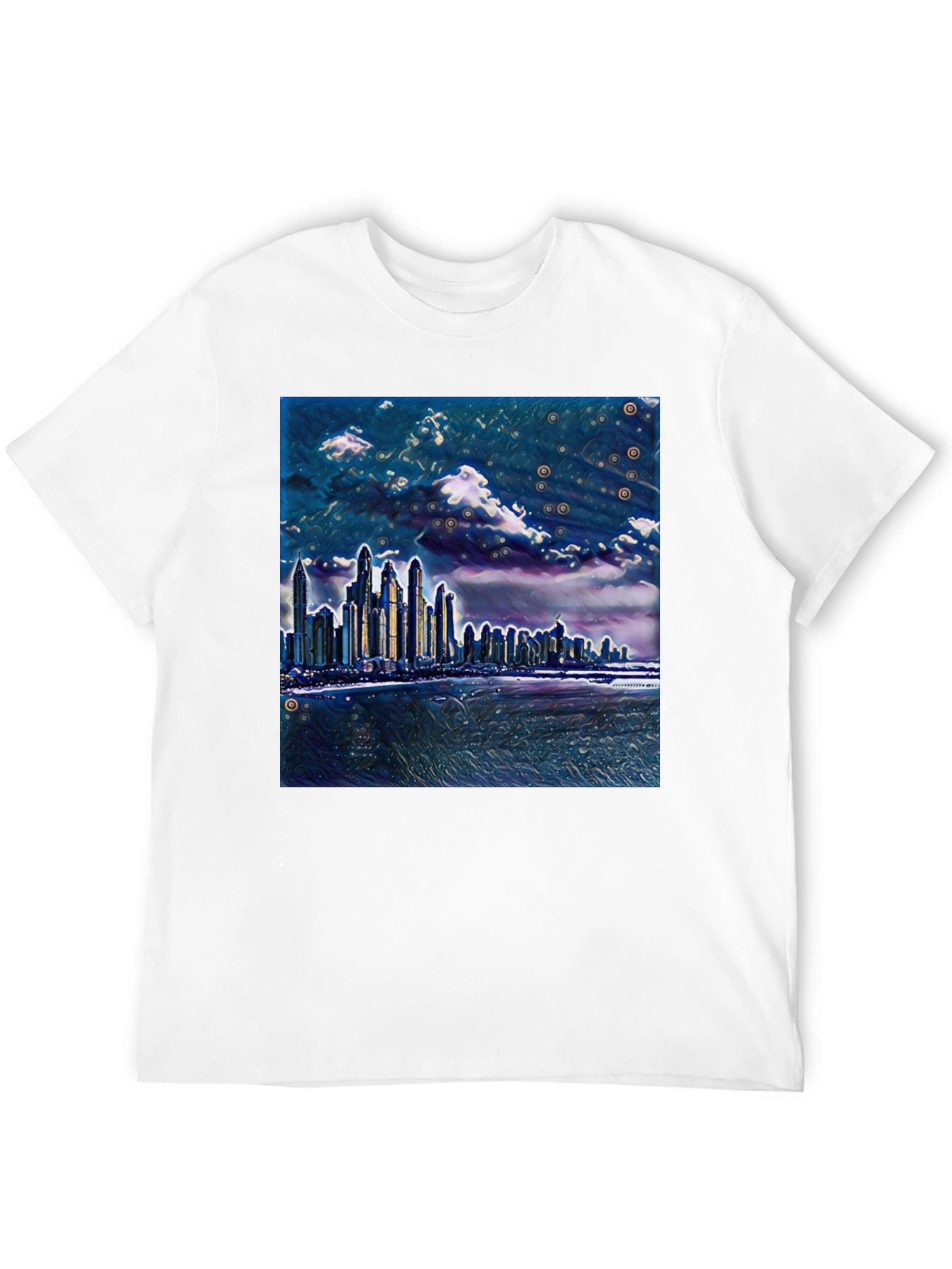 Cityscape Graphic Tee - Artistic Night View T-Shirt