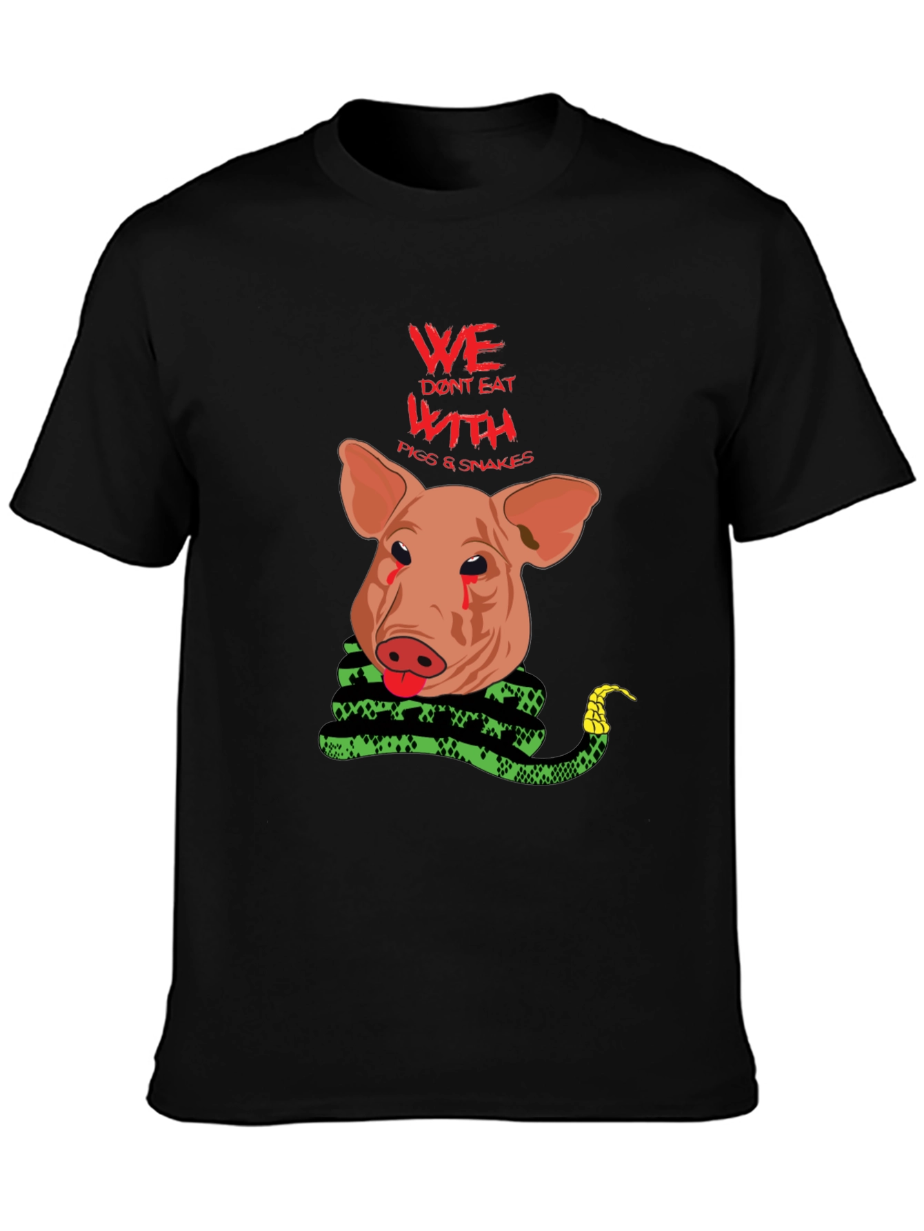Vegan Statement Tee: Pig and Snake Graphic