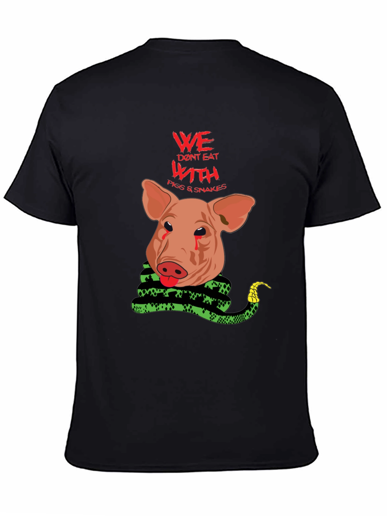 Vegan Statement Tee: Pig and Snake Graphic