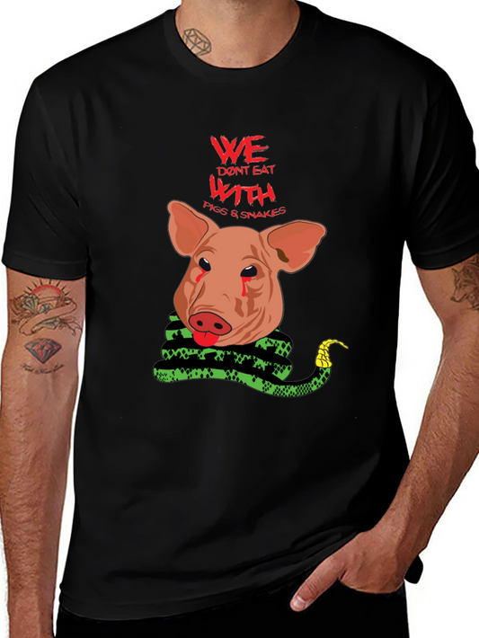 Vegan Statement Tee: Pig and Snake Graphic