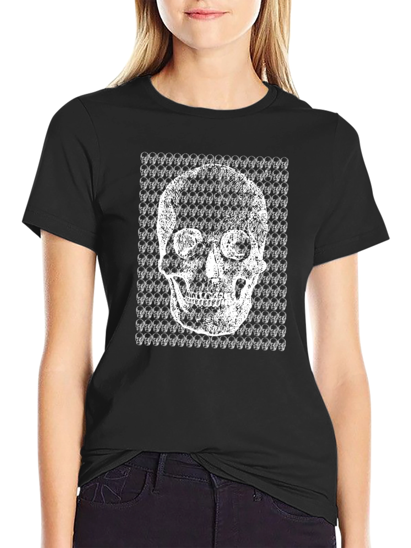 Skull Graphic Print Black T-Shirt