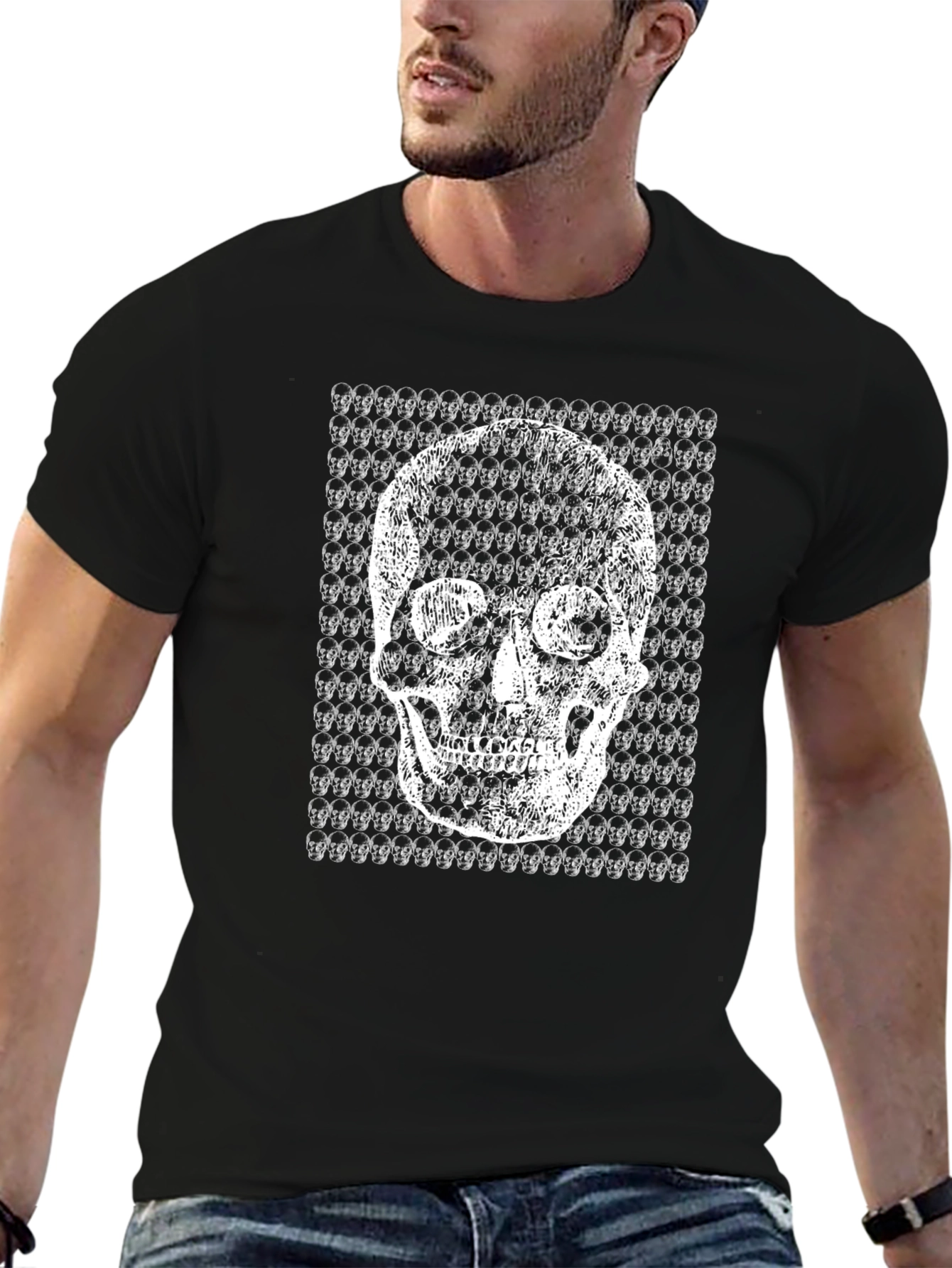 Skull Graphic Print Black T-Shirt