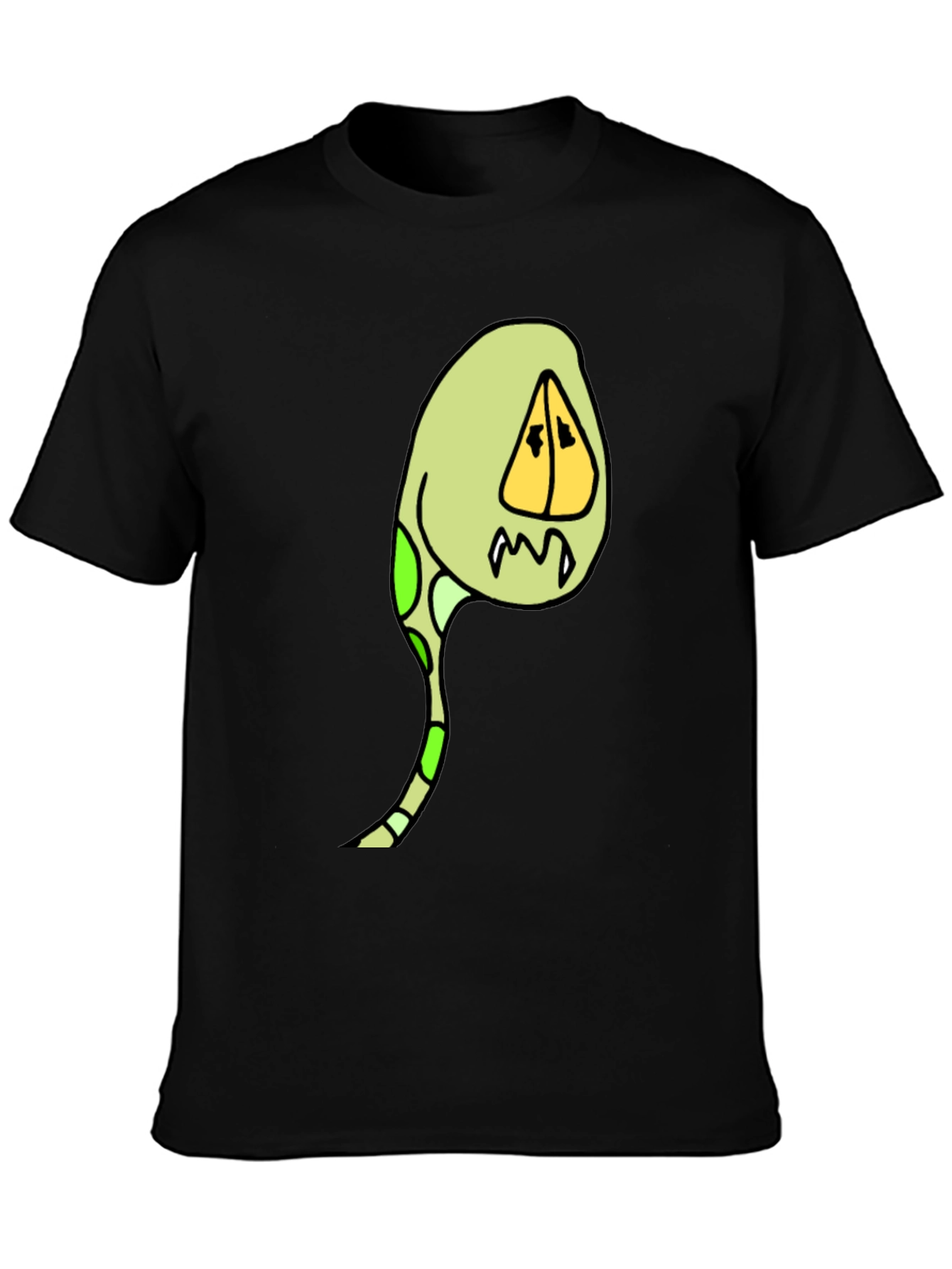 Cartoon Creature Graphic Tee - Black Cotton Blend