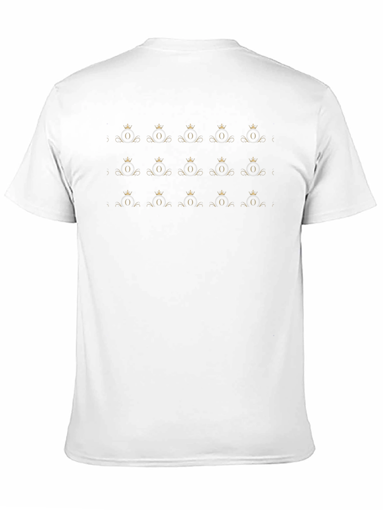 Black Patterned Tee with Crown and Ornament Design