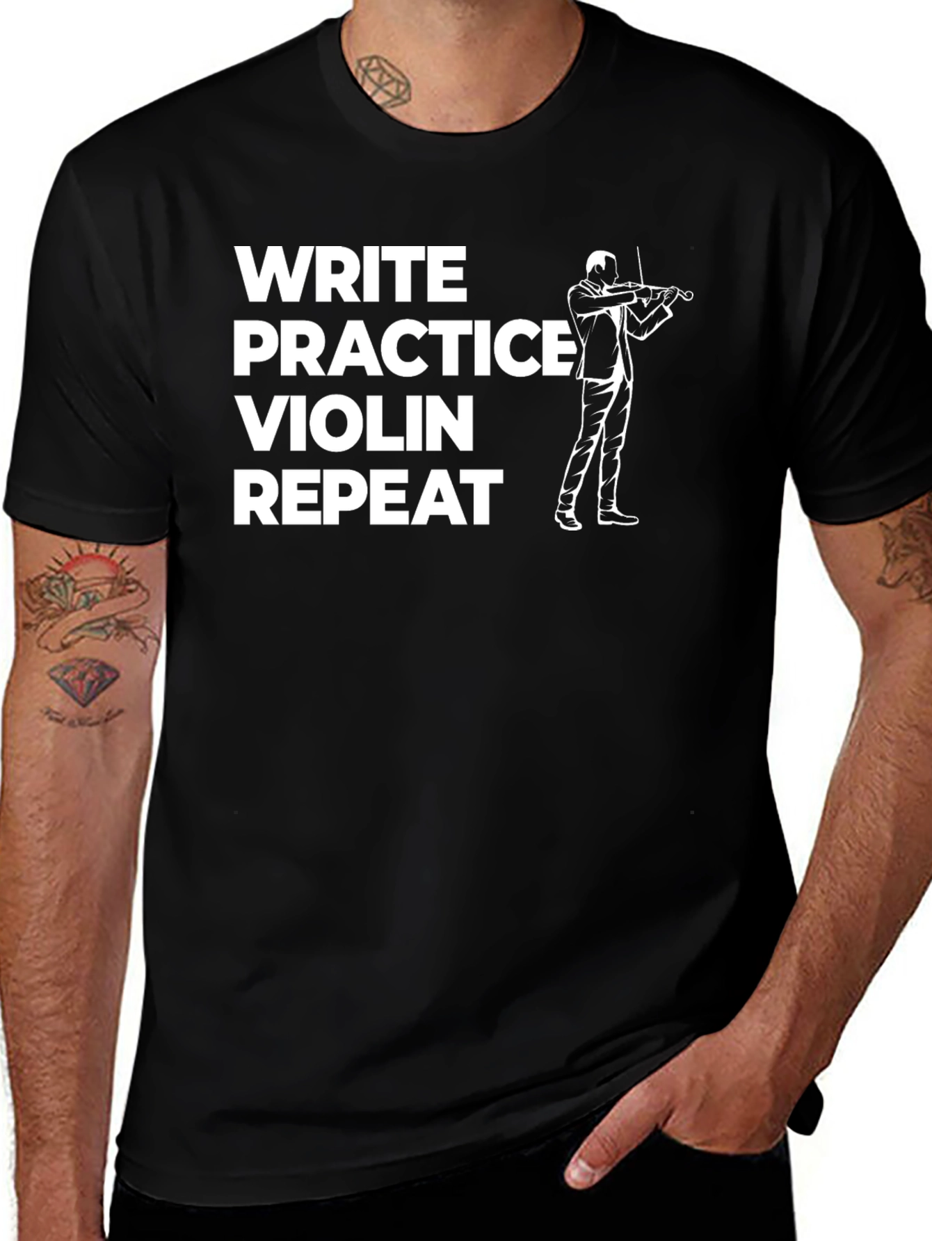 Write Practice Violin Repeat Graphic Tee