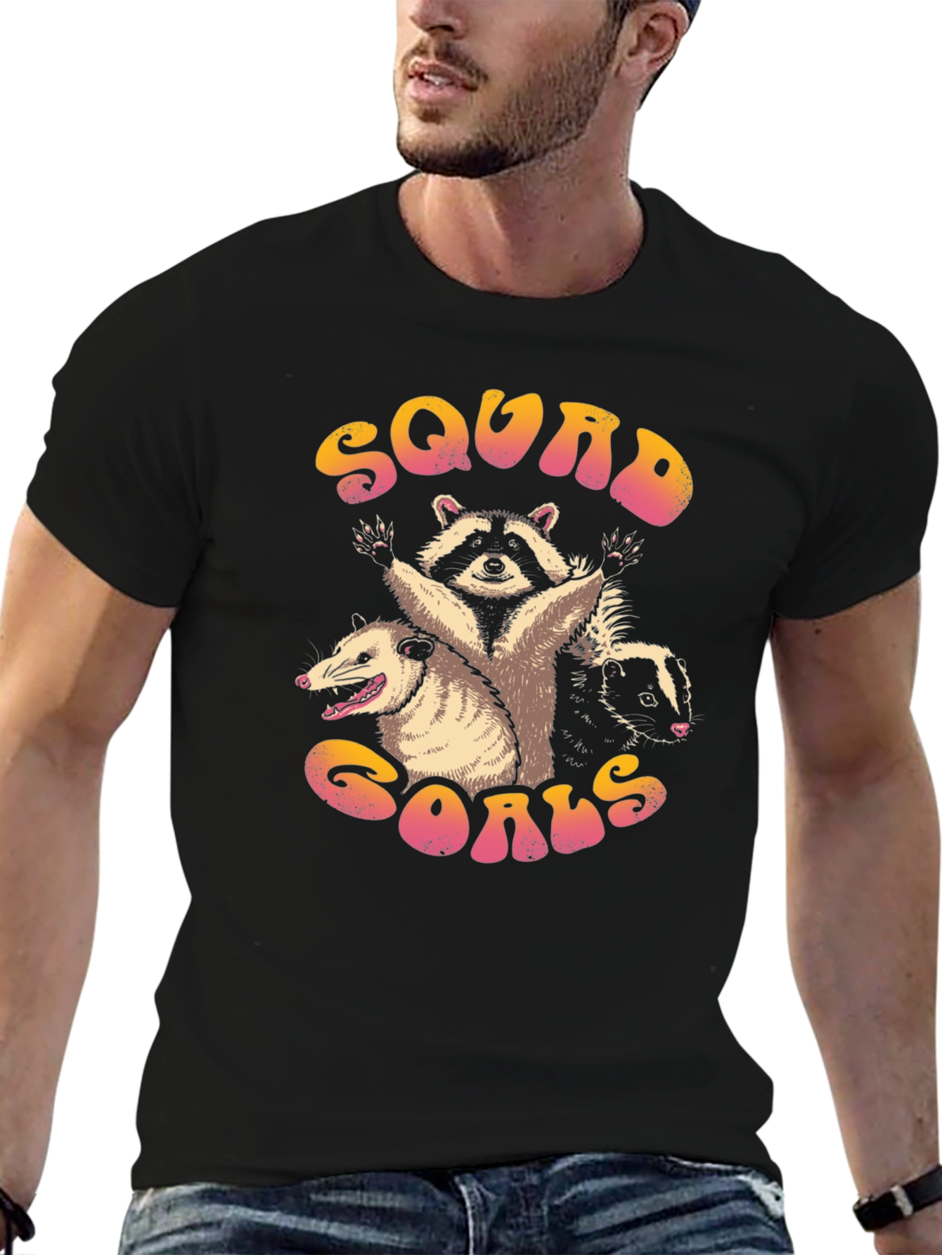 Squad Goals Graphic Tee - Raccoon Opossum Skunk