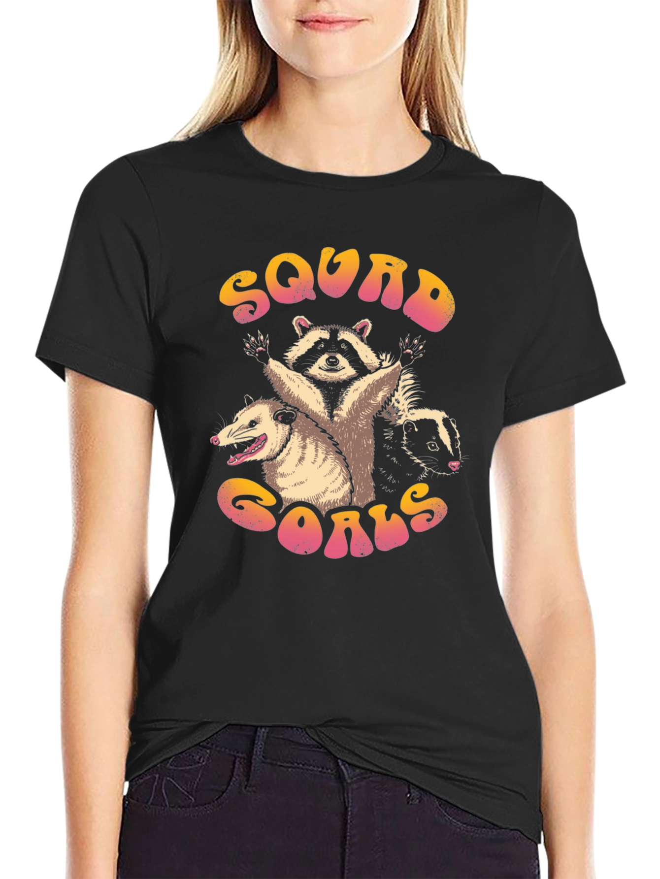 Squad Goals Graphic Tee - Raccoon Opossum Skunk