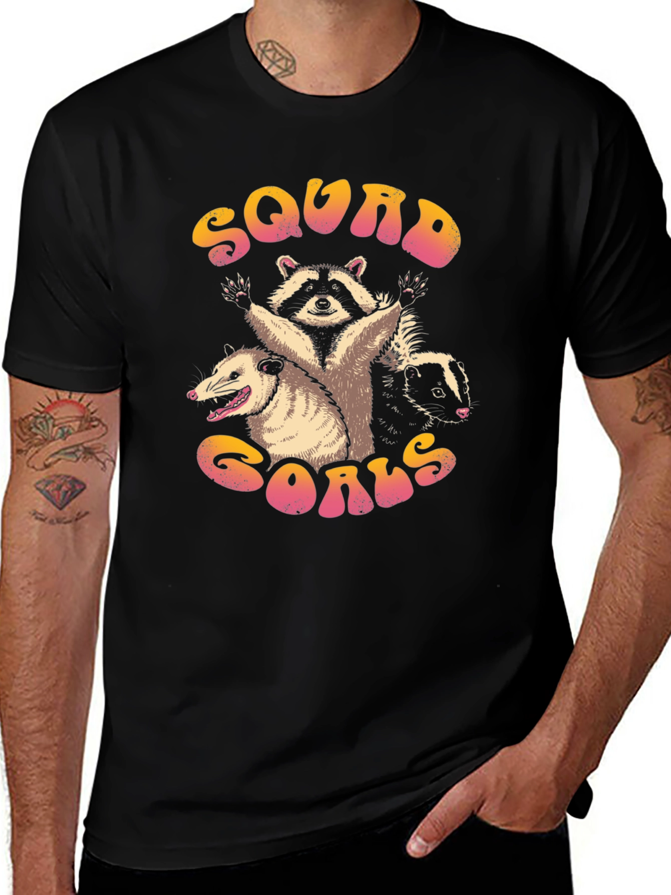 Squad Goals Graphic Tee - Raccoon Opossum Skunk
