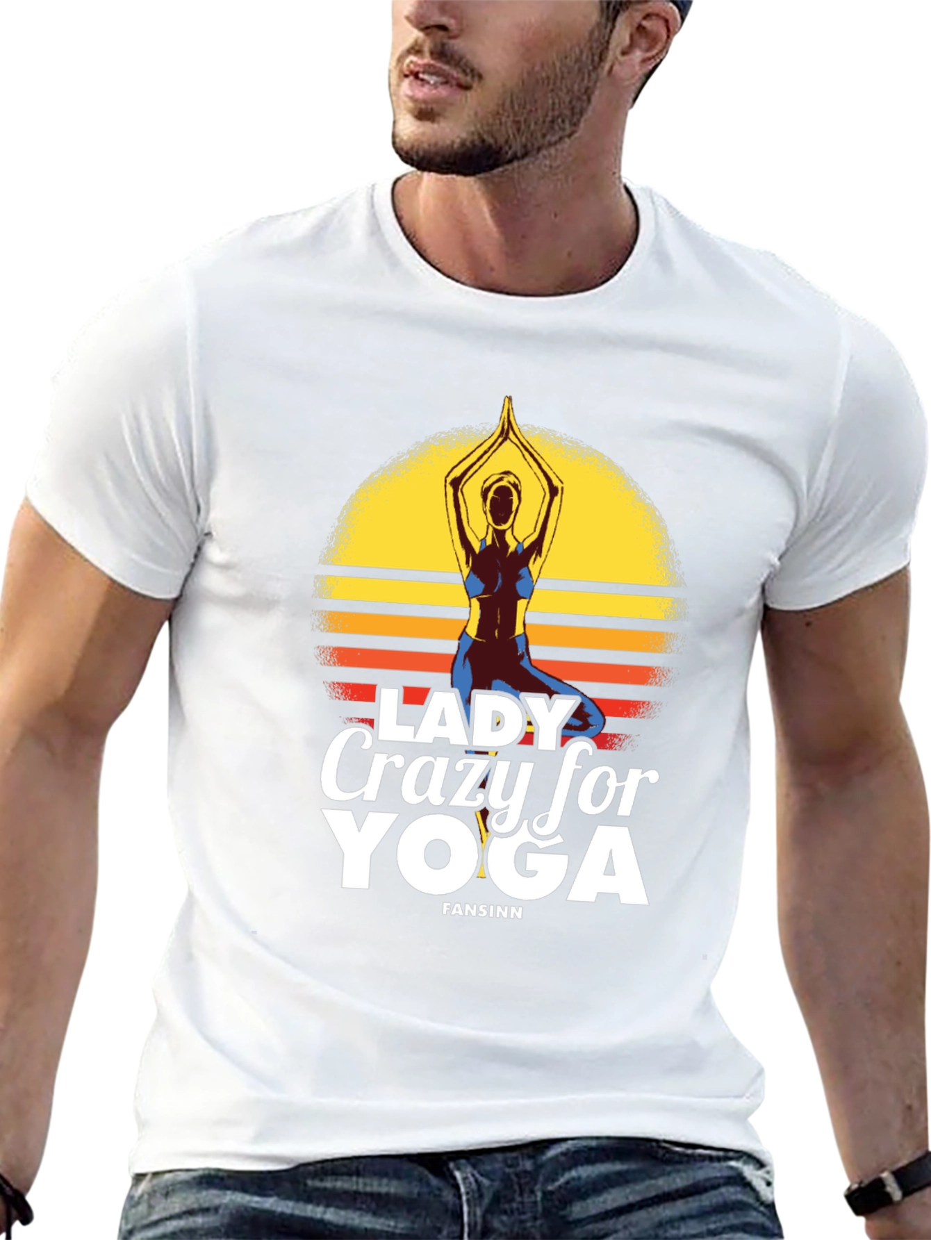 Lady Crazy For Yoga Black T-Shirt