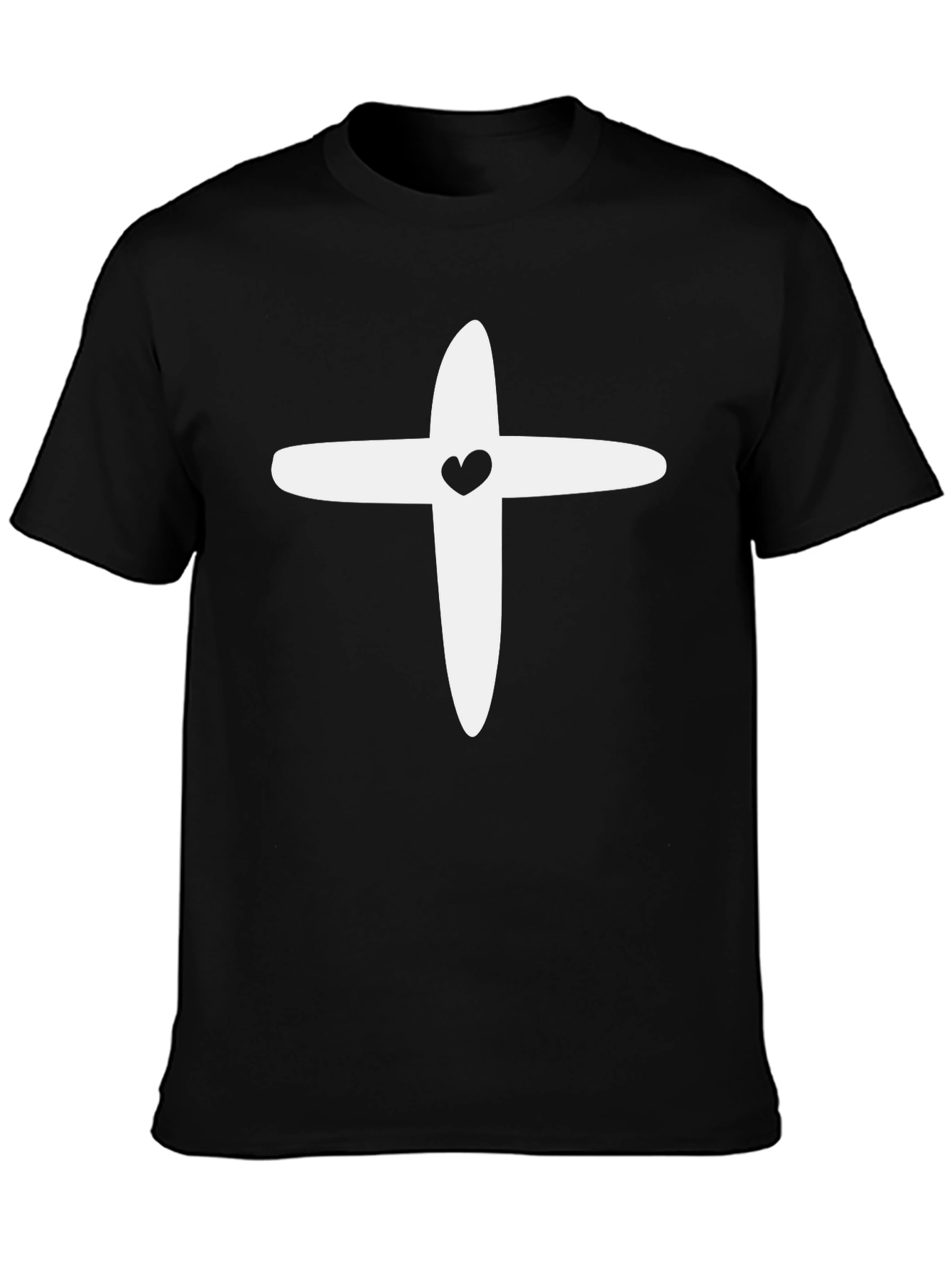 Heart Cross Graphic Tee - Stylish Black T-Shirt
