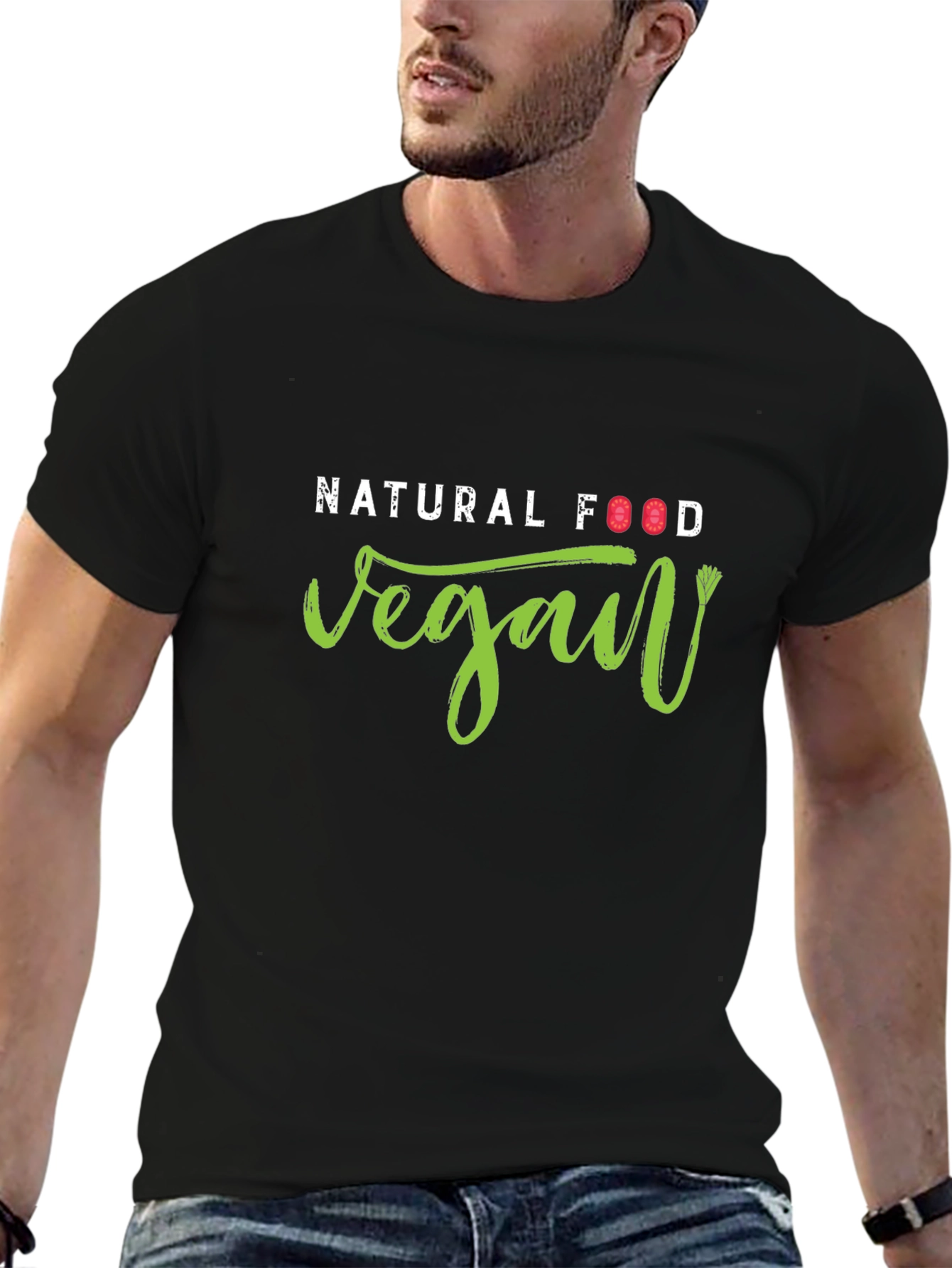 Vegan Natural Food Black T-Shirt