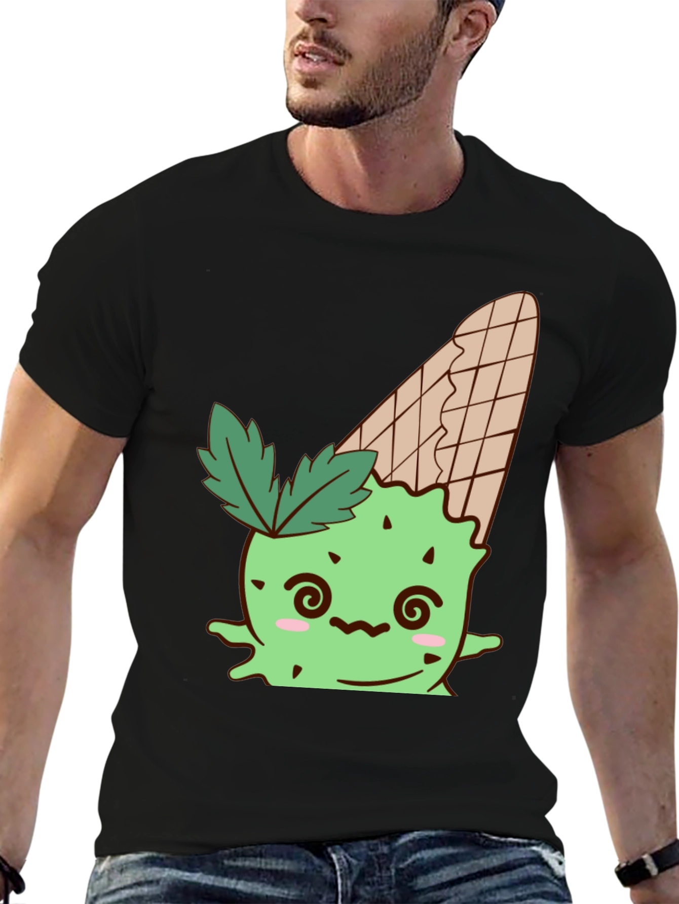 Ice Cream Cone Monster Graphic Tee - Black