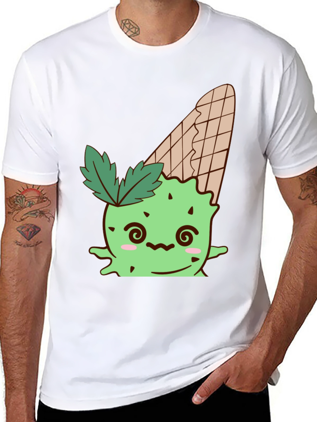Ice Cream Cone Monster Graphic Tee - Black