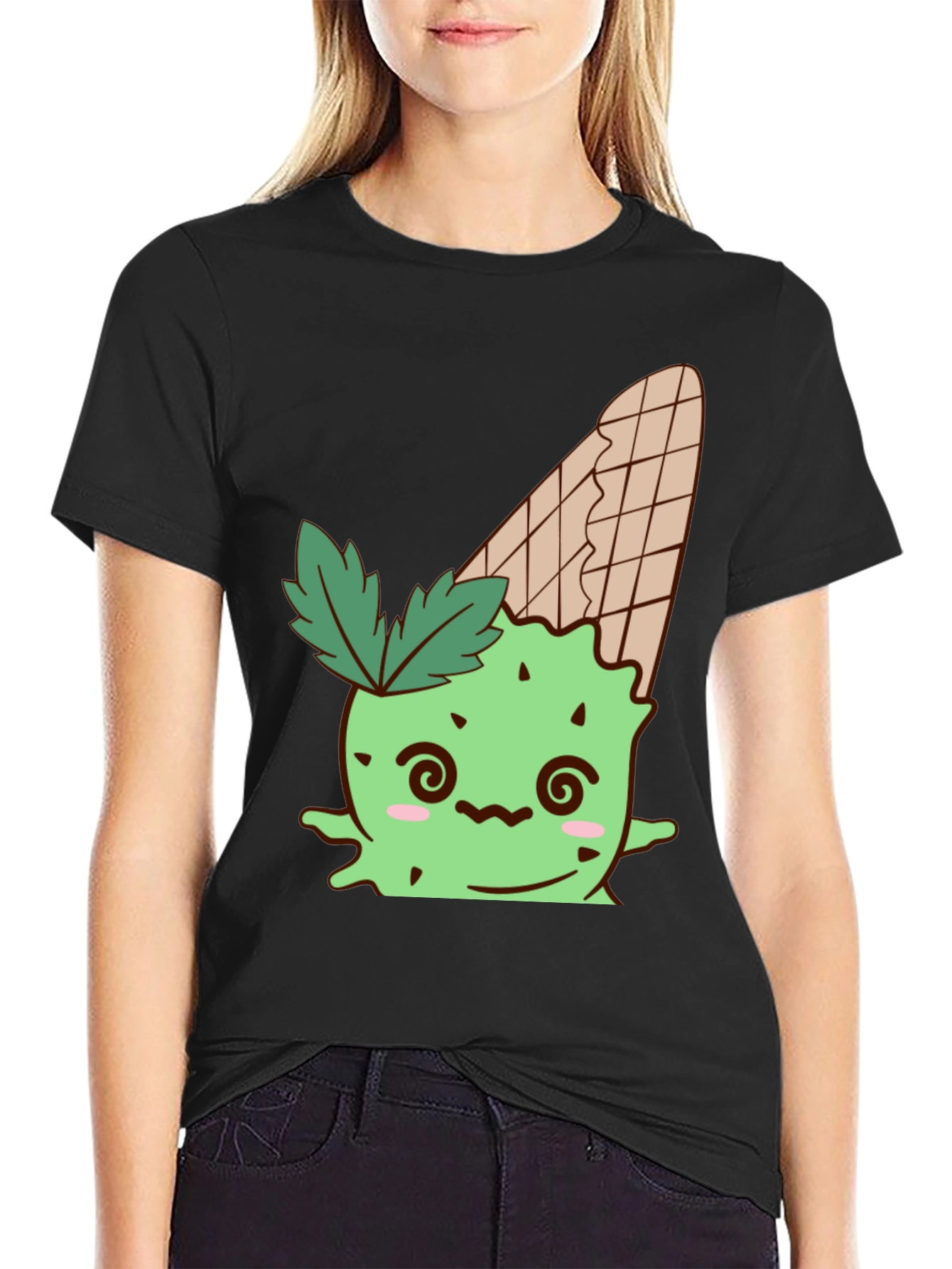 Ice Cream Cone Monster Graphic Tee - Black