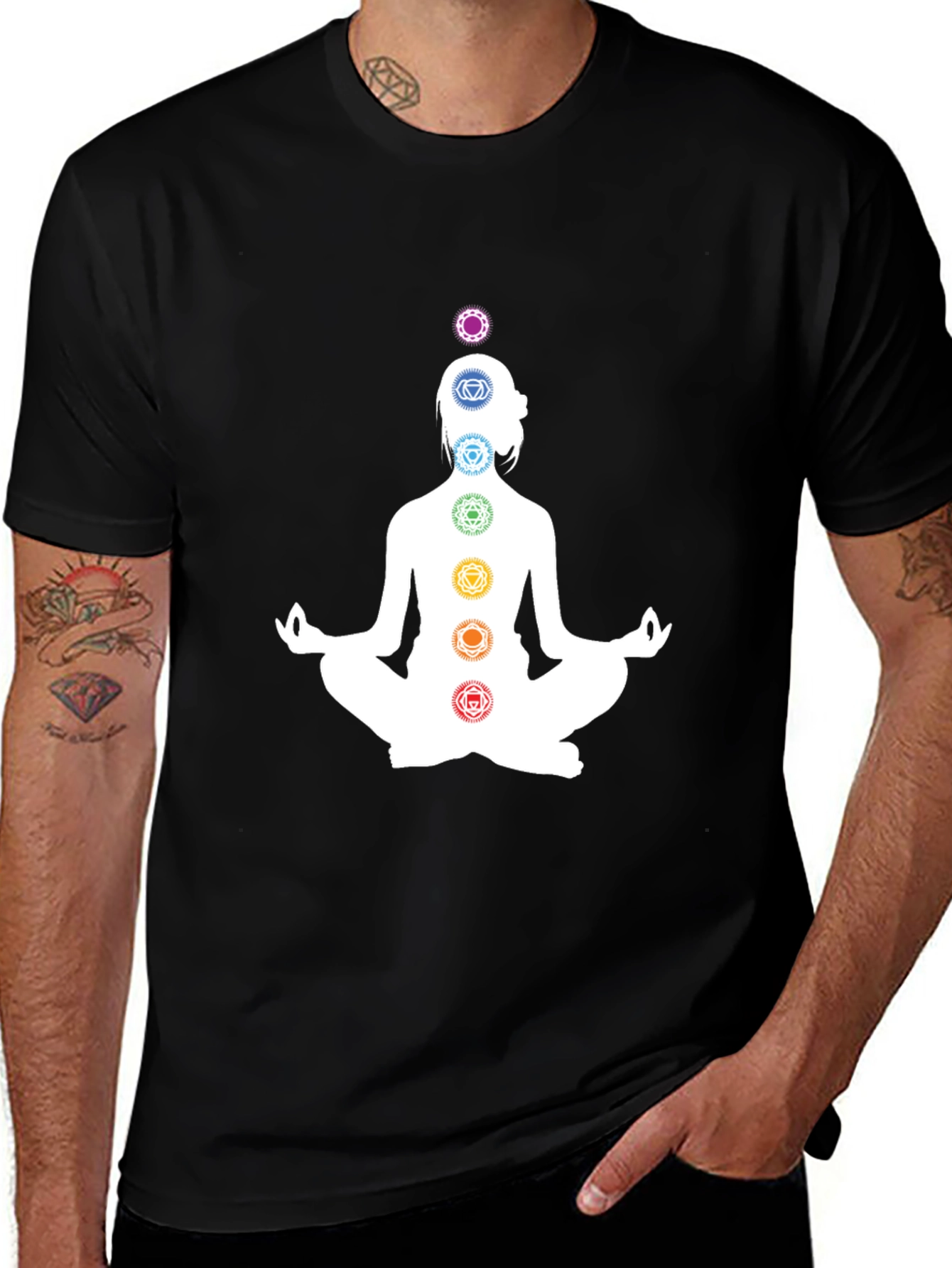 Chakra Meditation T-Shirt - Black Yoga Tee