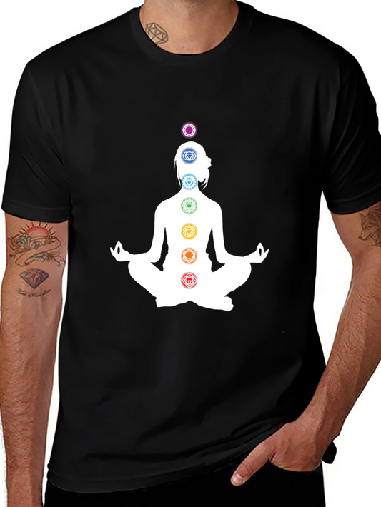 Chakra Meditation T-Shirt - Black Yoga Tee