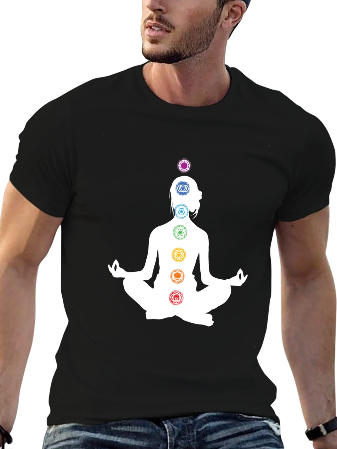 Chakra Meditation T-Shirt - Black Yoga Tee