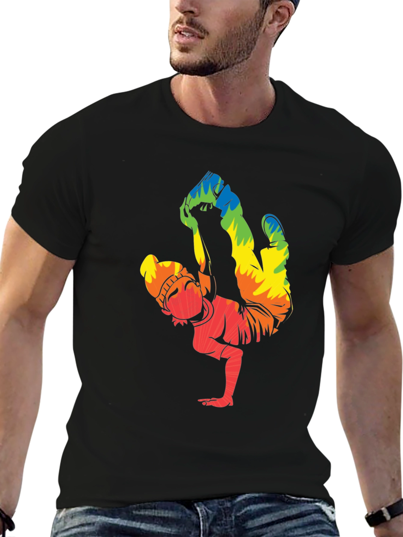 Rainbow Breakdancer Graphic T-Shirt - Street Style Tee