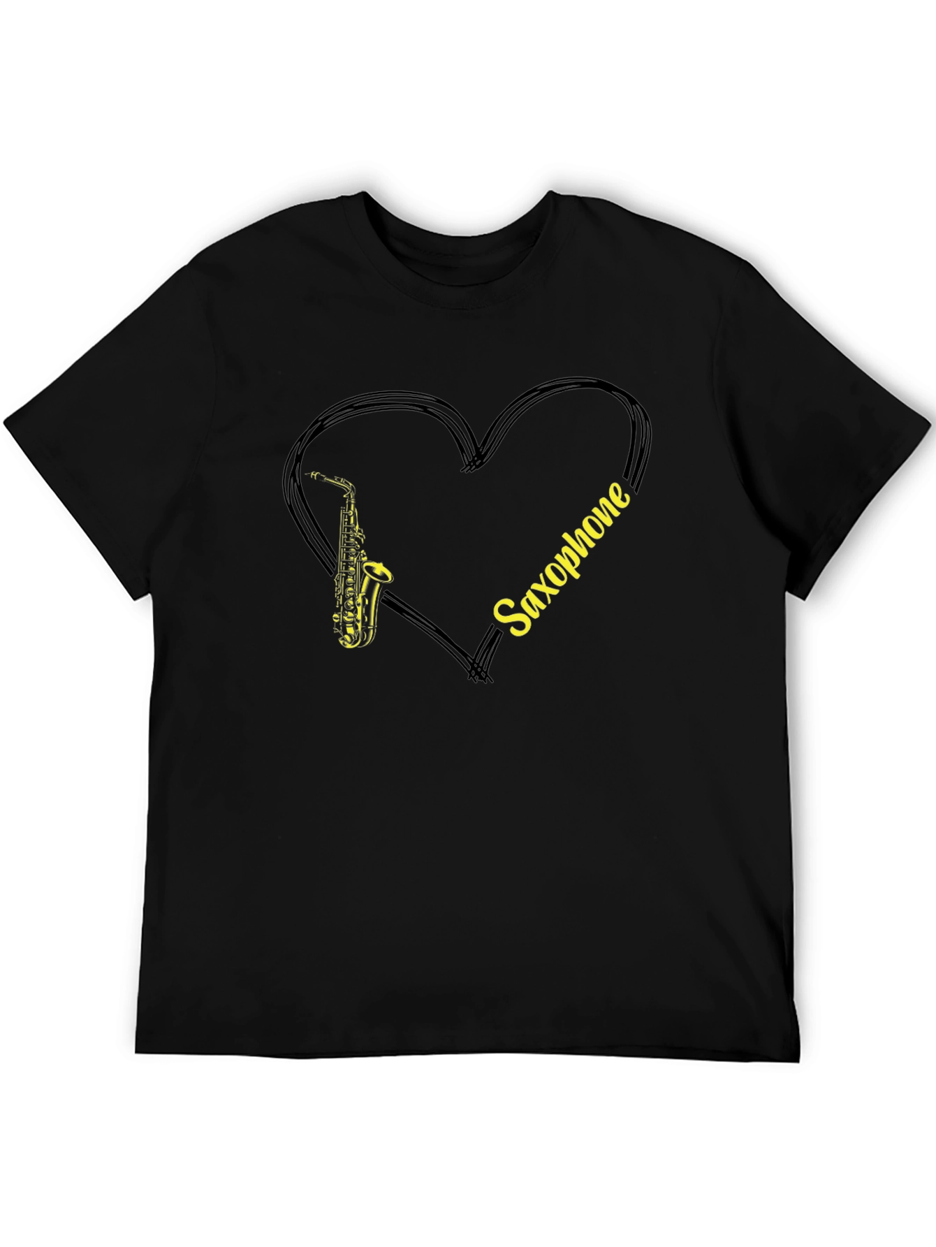 Saxophone Love Heart Graphic T-Shirt