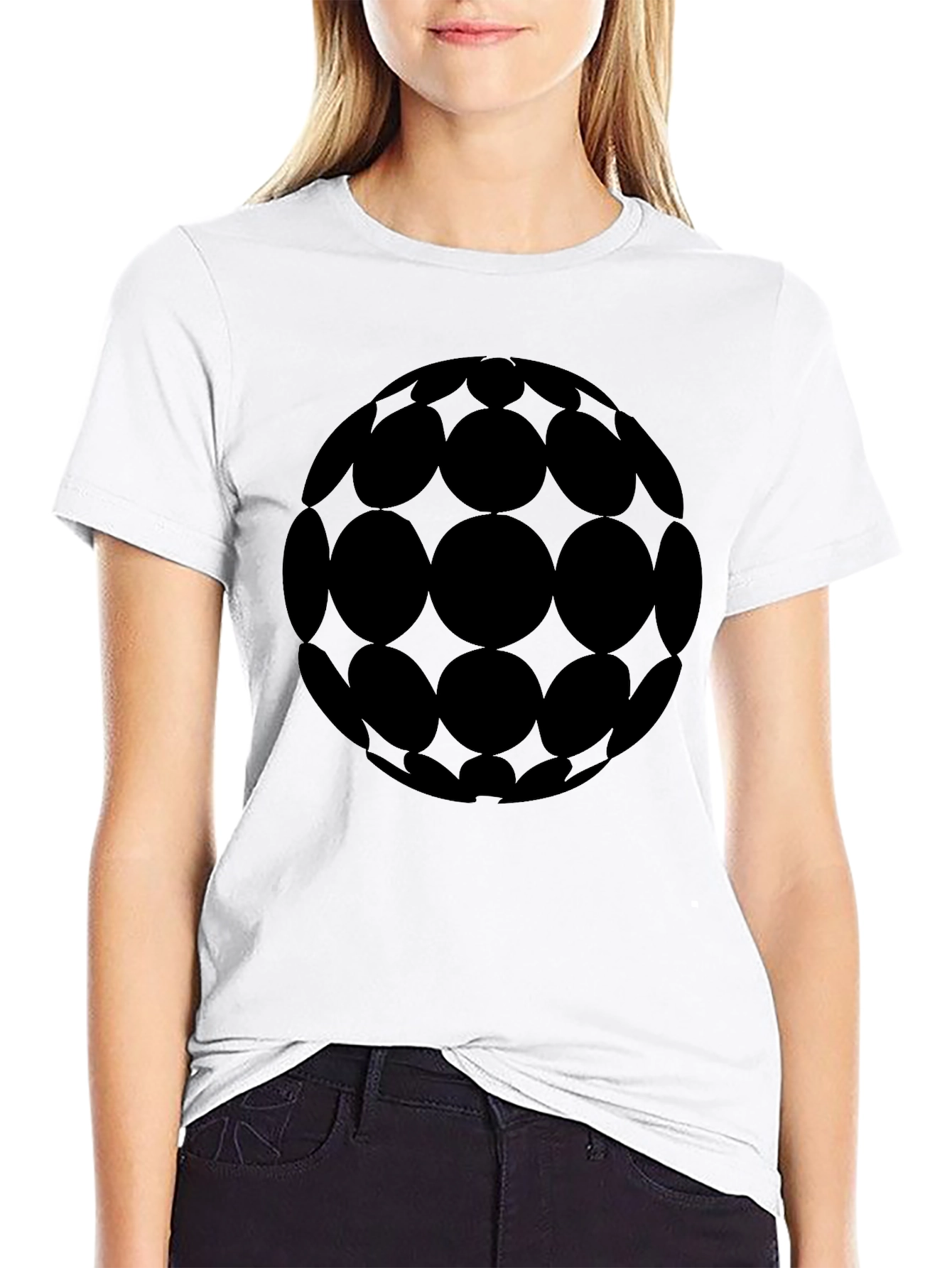 Geometric Sphere Graphic Tee - Stylish Black T-Shirt