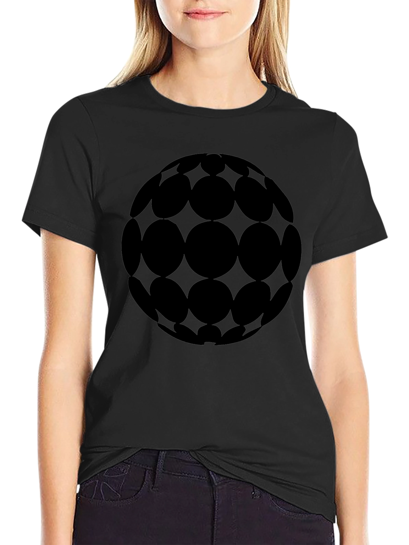 Geometric Sphere Graphic Tee - Stylish Black T-Shirt