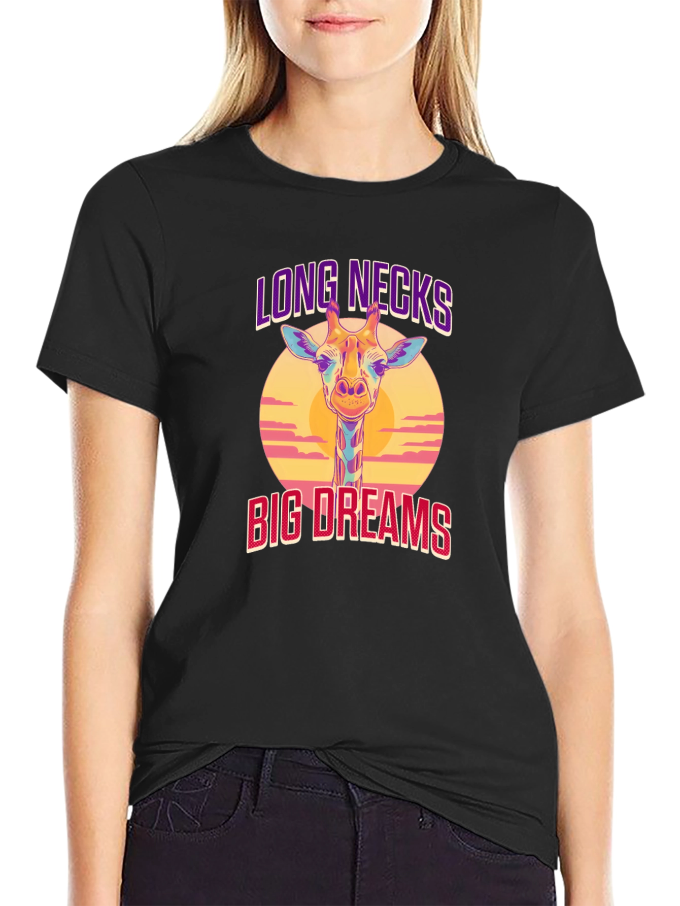 Long Necks Big Dreams Giraffe Graphic Tee