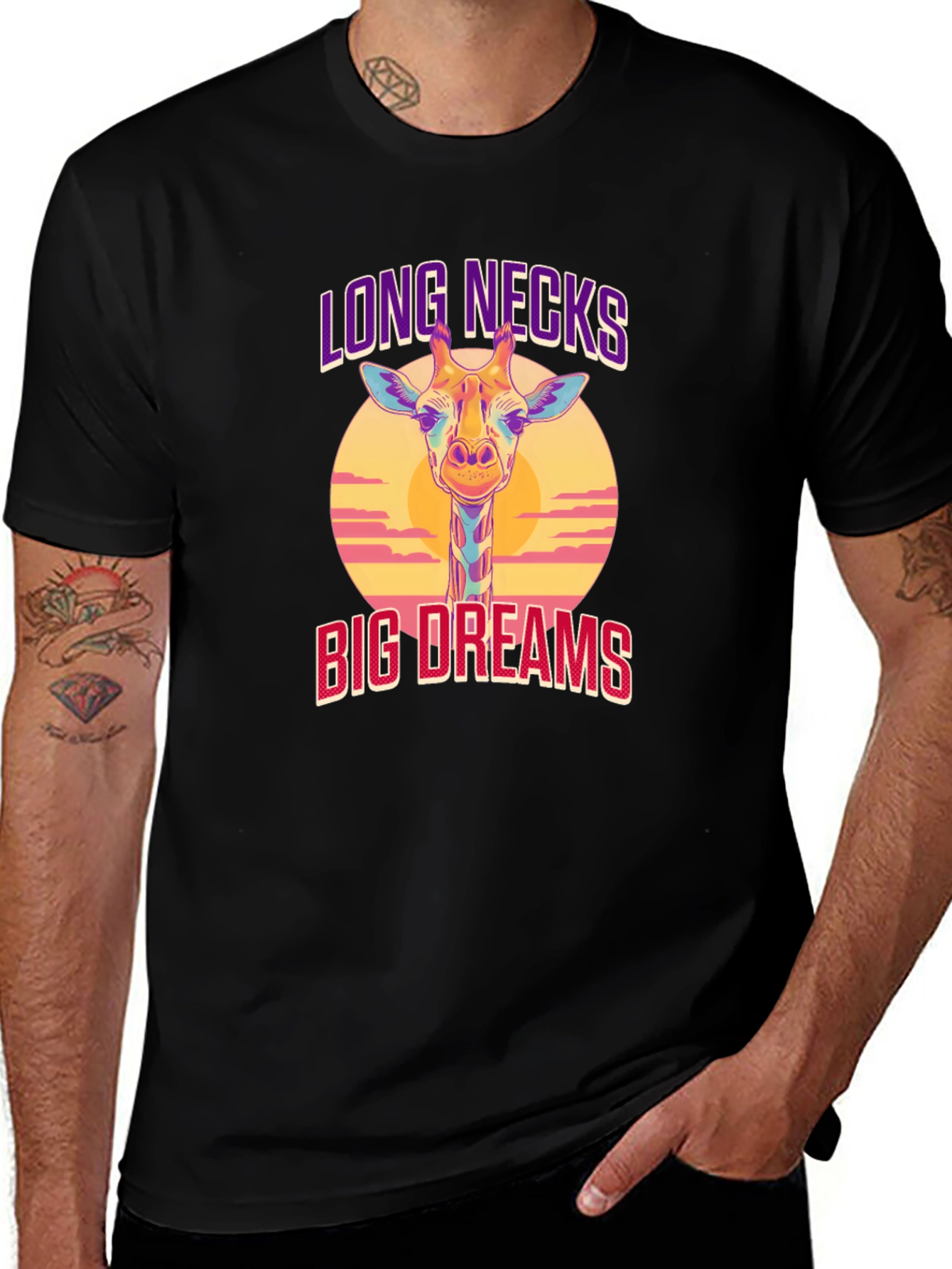 Long Necks Big Dreams Giraffe Graphic Tee