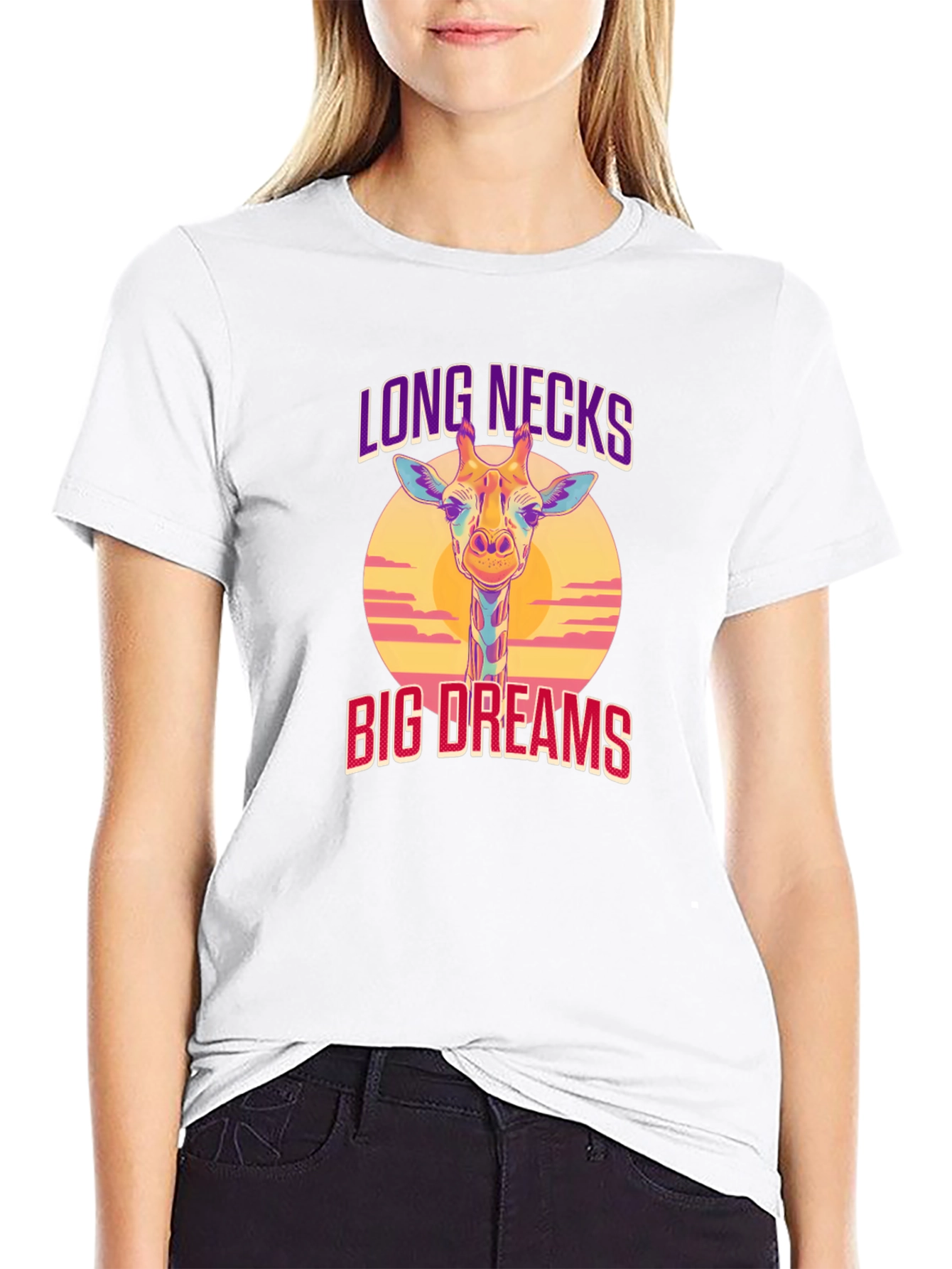 Long Necks Big Dreams Giraffe Graphic Tee
